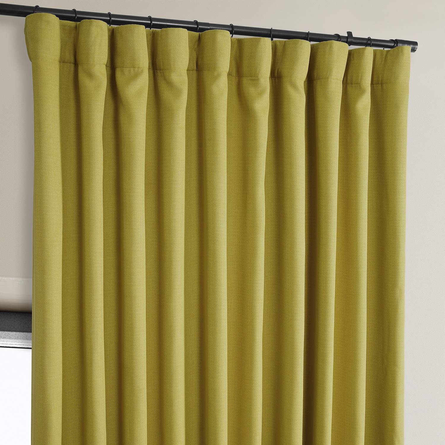 Graphic Gold Faux Linen Extra Wide Room Darkening Curtain