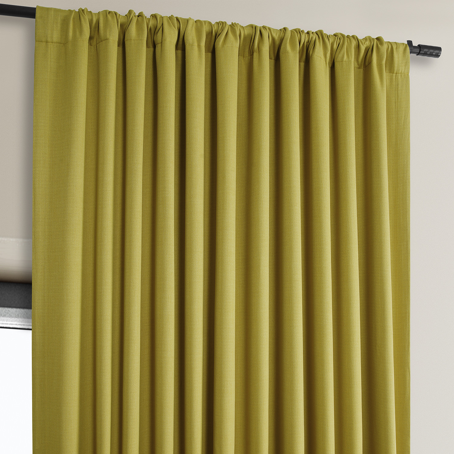 Graphic Gold Faux Linen Extra Wide Room Darkening Curtain