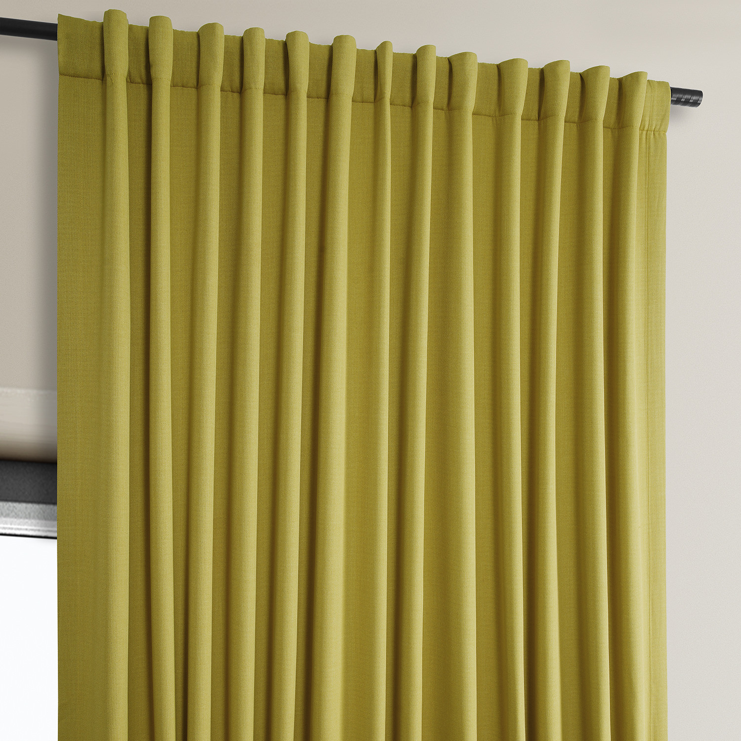 Graphic Gold Faux Linen Extra Wide Room Darkening Curtain