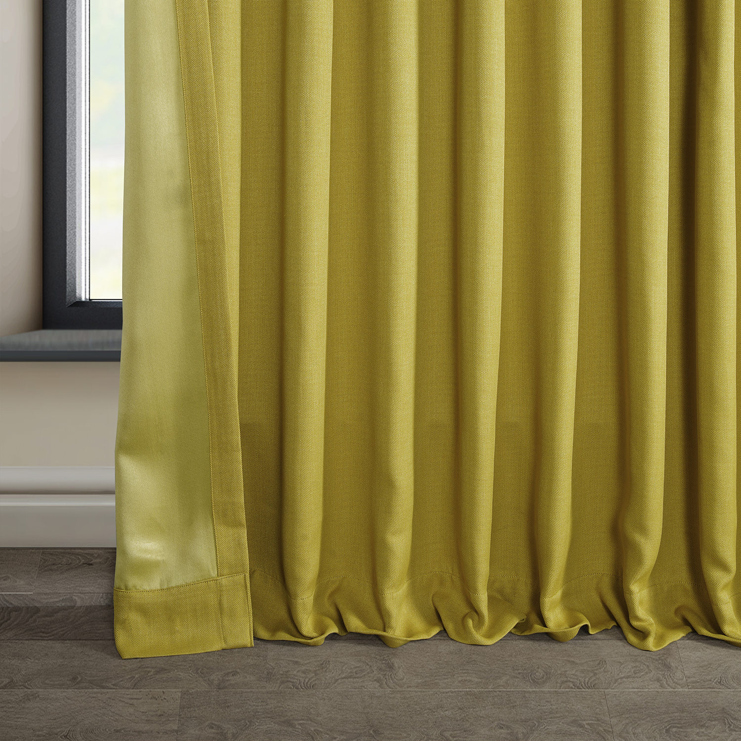 Graphic Gold Faux Linen Extra Wide Room Darkening Curtain