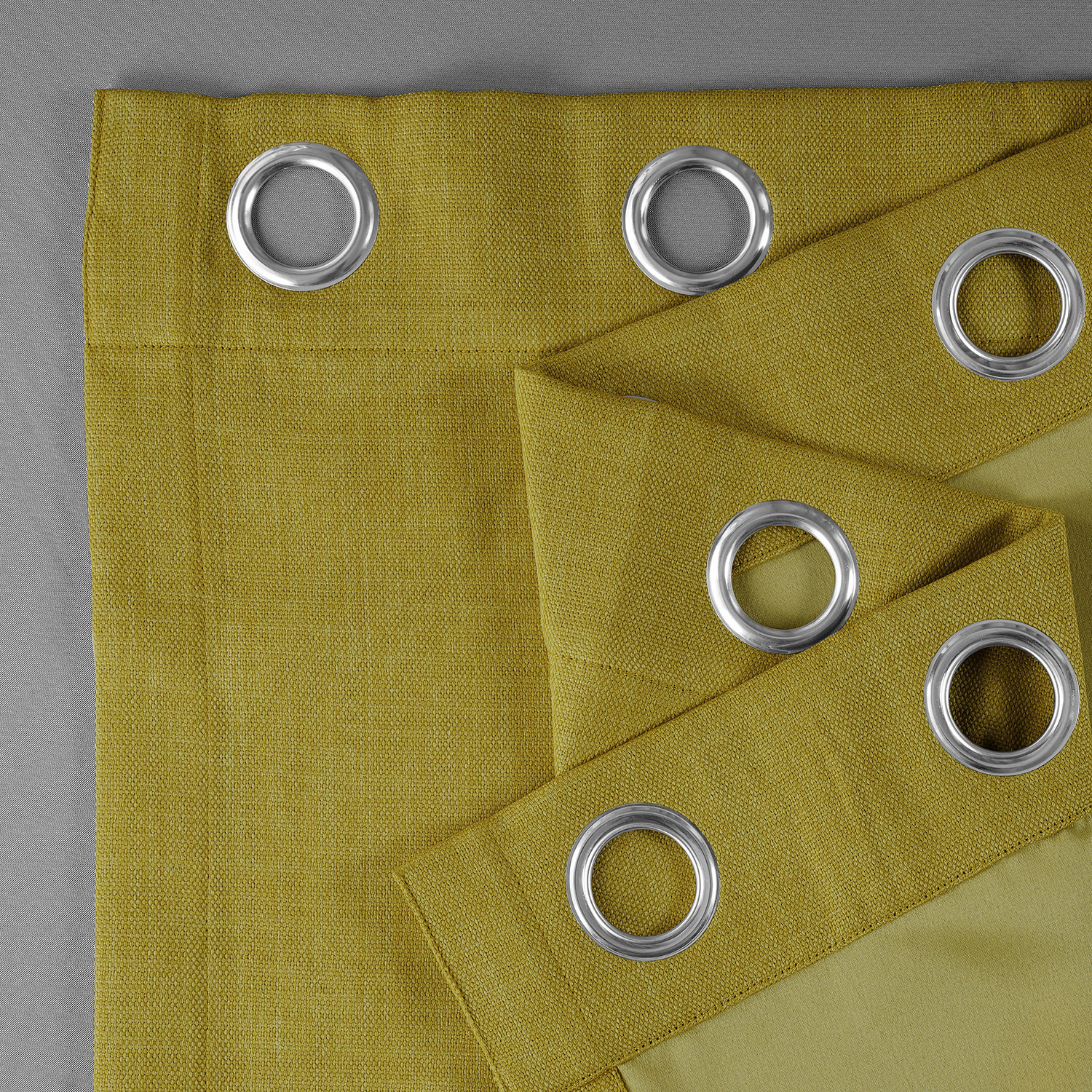 Graphic Gold Faux Linen Grommet Room Darkening Curtain