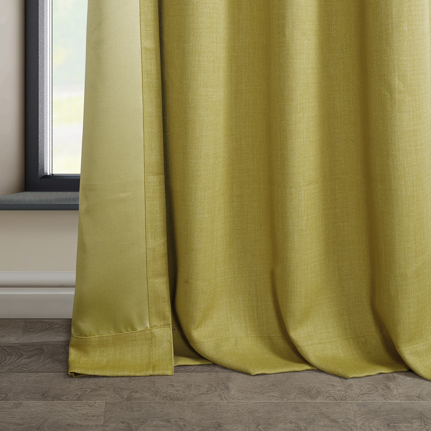 Graphic Gold Faux Linen Grommet Room Darkening Curtain