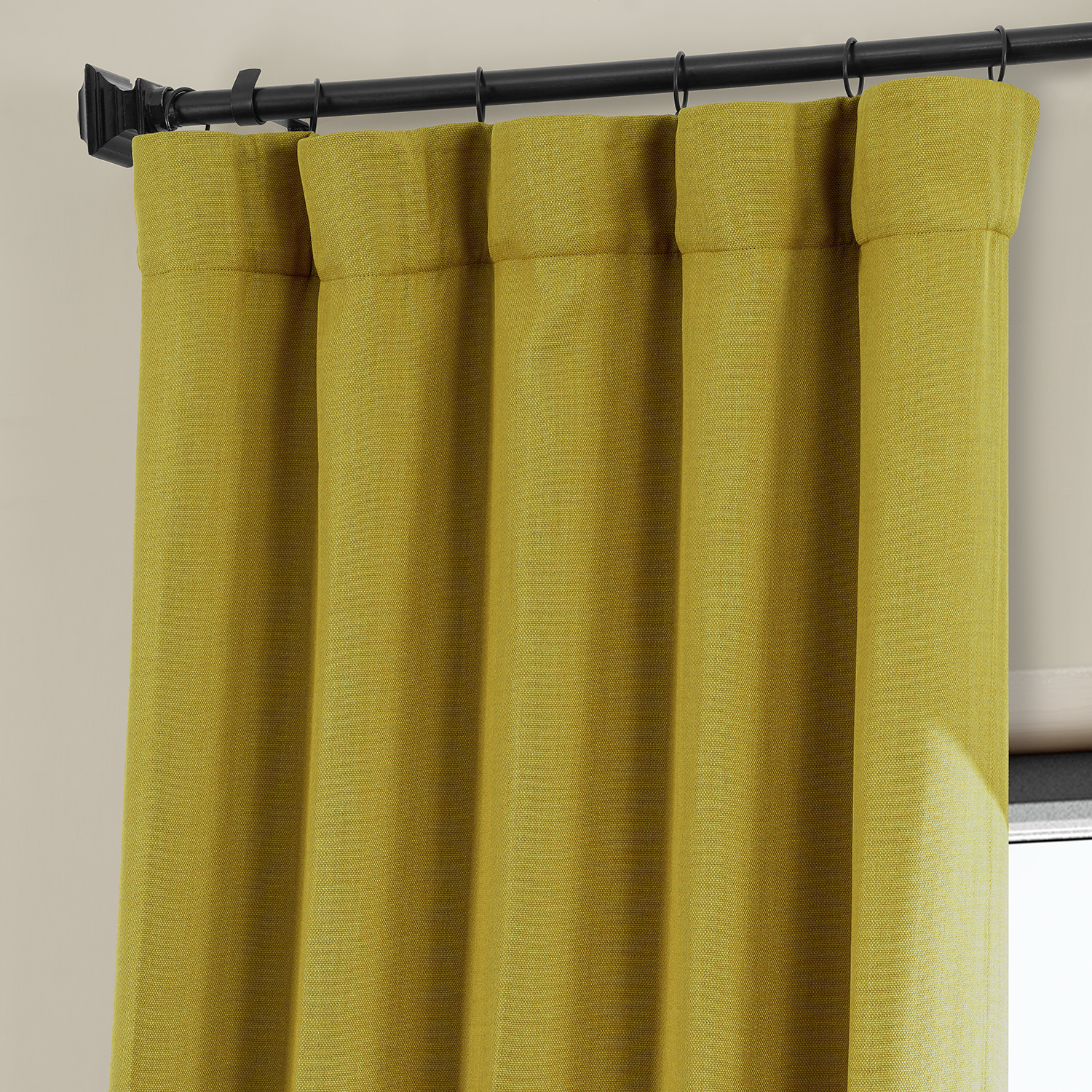 Graphic Gold Faux Linen Room Darkening Curtain