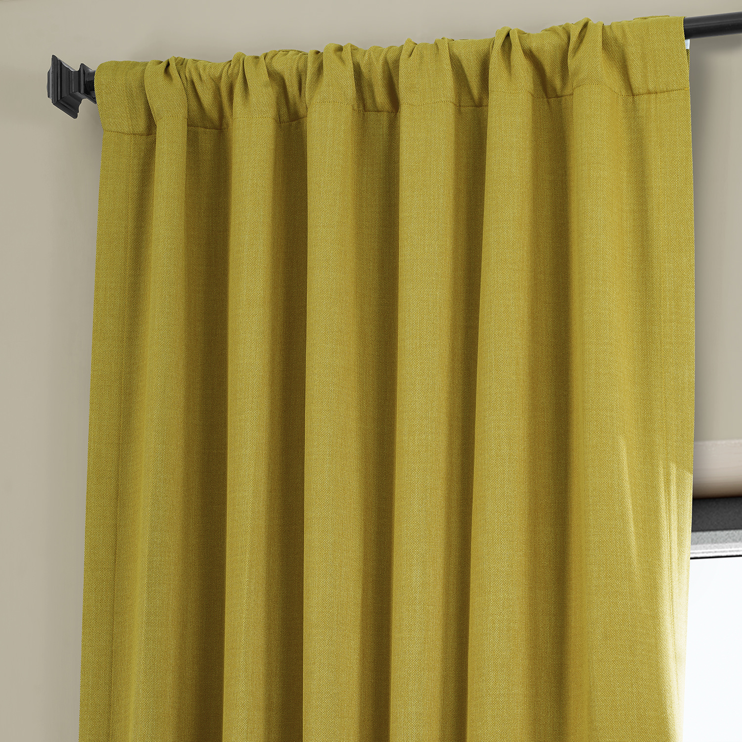 Graphic Gold Faux Linen Room Darkening Curtain