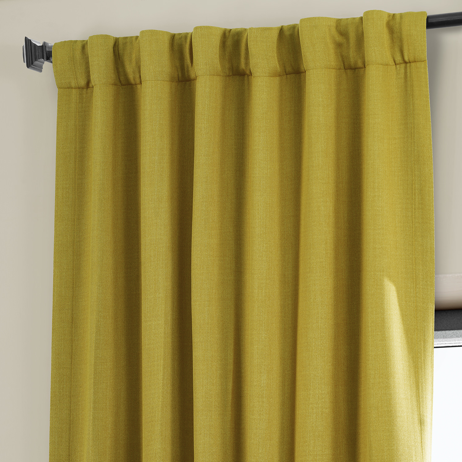 Graphic Gold Faux Linen Room Darkening Curtain