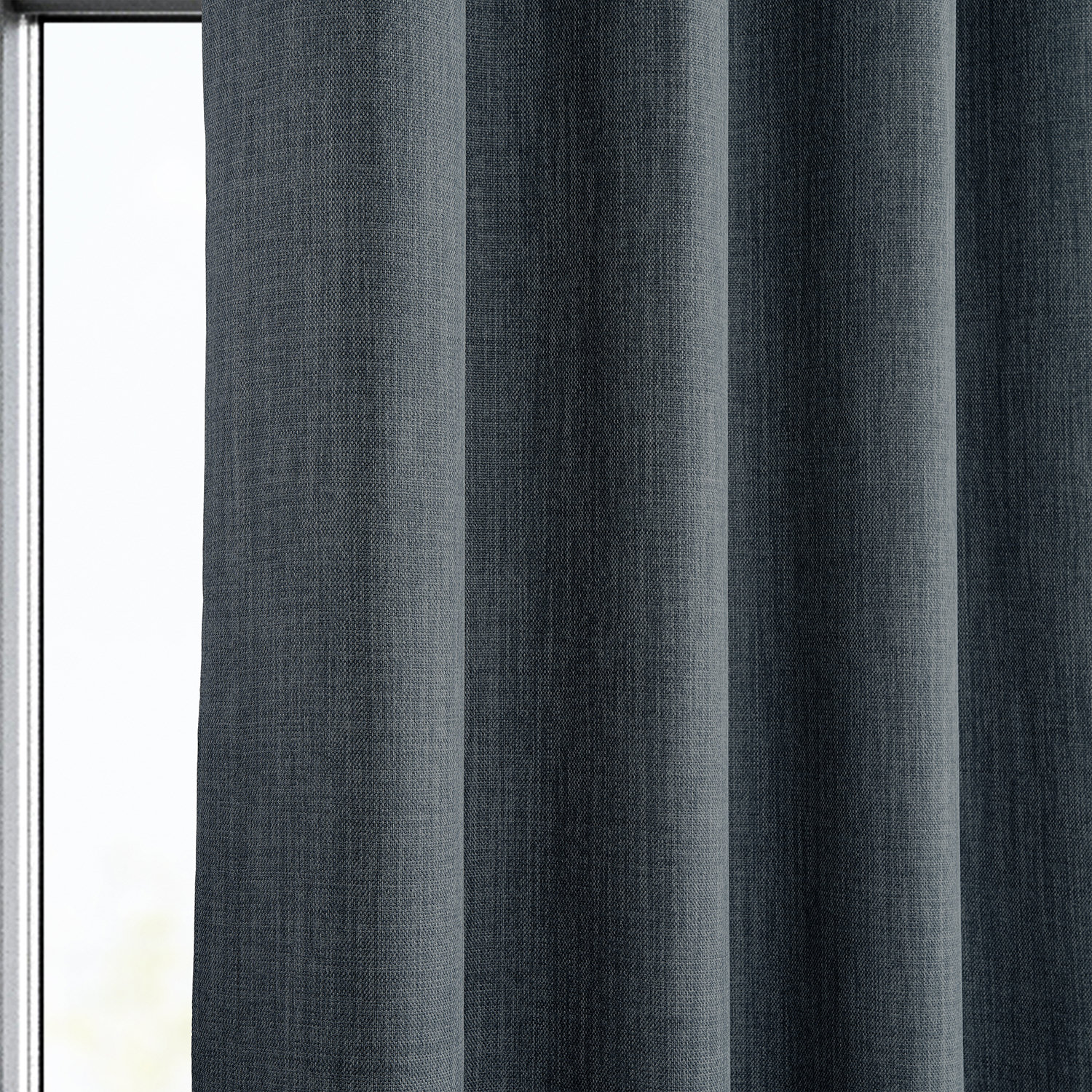 Reverie Blue Faux Linen Grommet Room Darkening Curtain