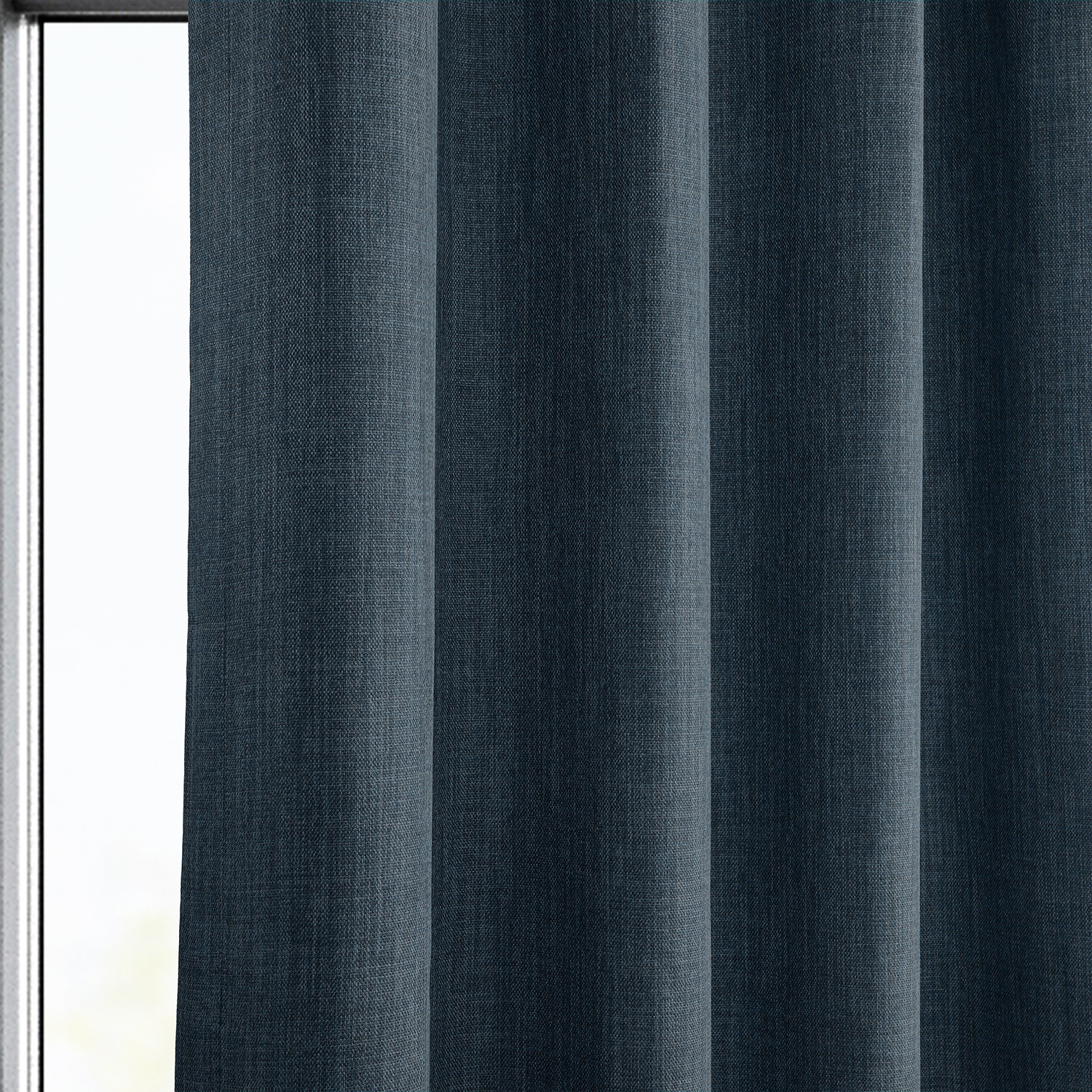 Story Blue Faux Linen Grommet Room Darkening Curtain