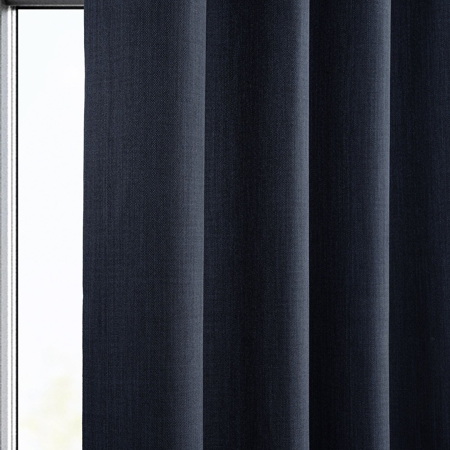 Nightfall Navy Faux Linen Grommet Room Darkening Curtain