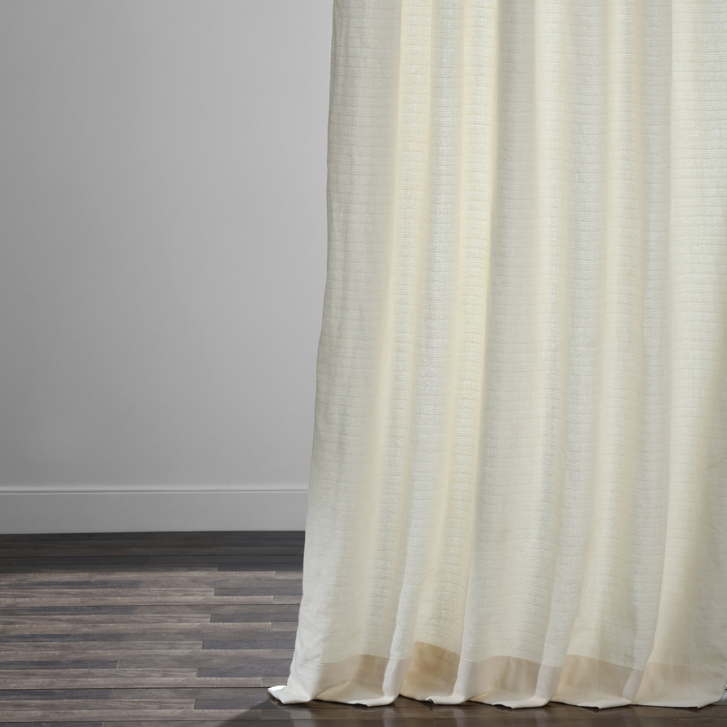 Pale Ivory Cotton Textured BarkWeave Grommet Curtain