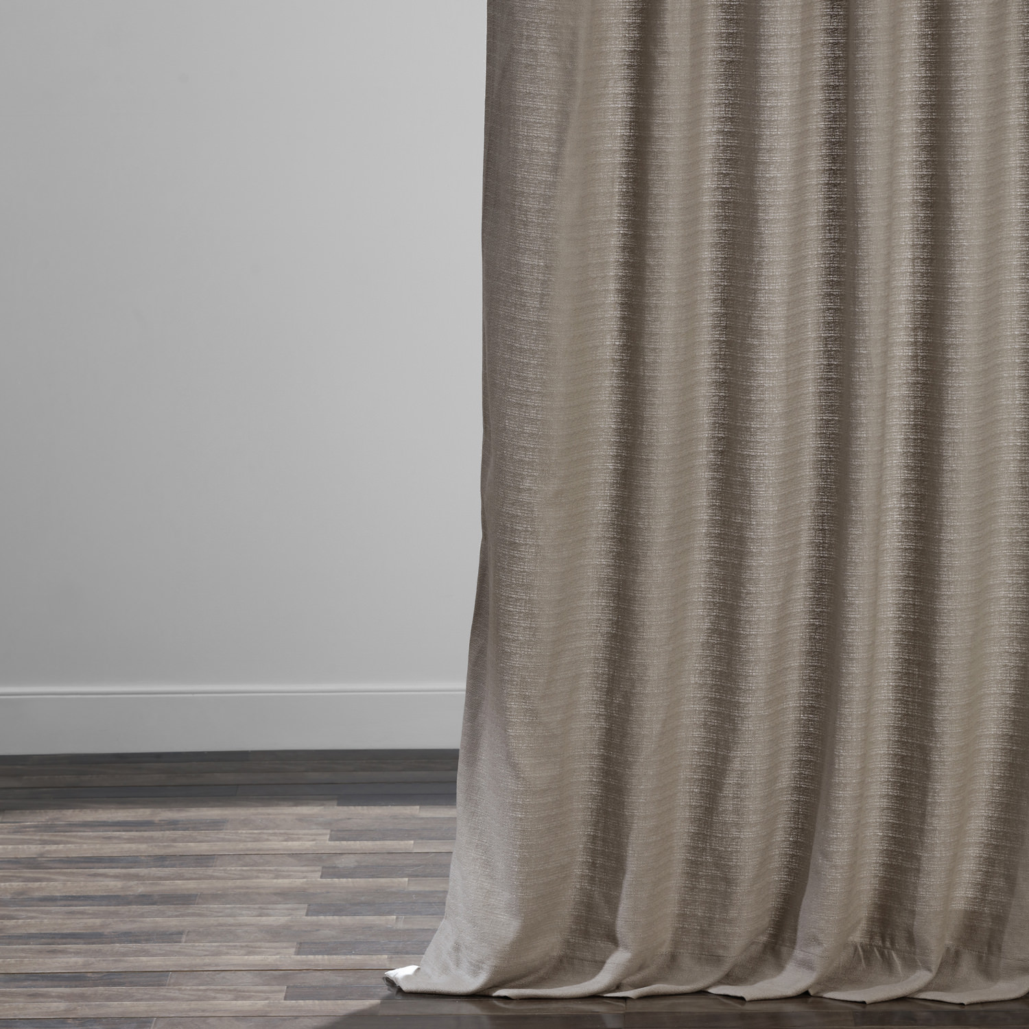 Taupe Grey Cotton Textured BarkWeave Grommet Curtain