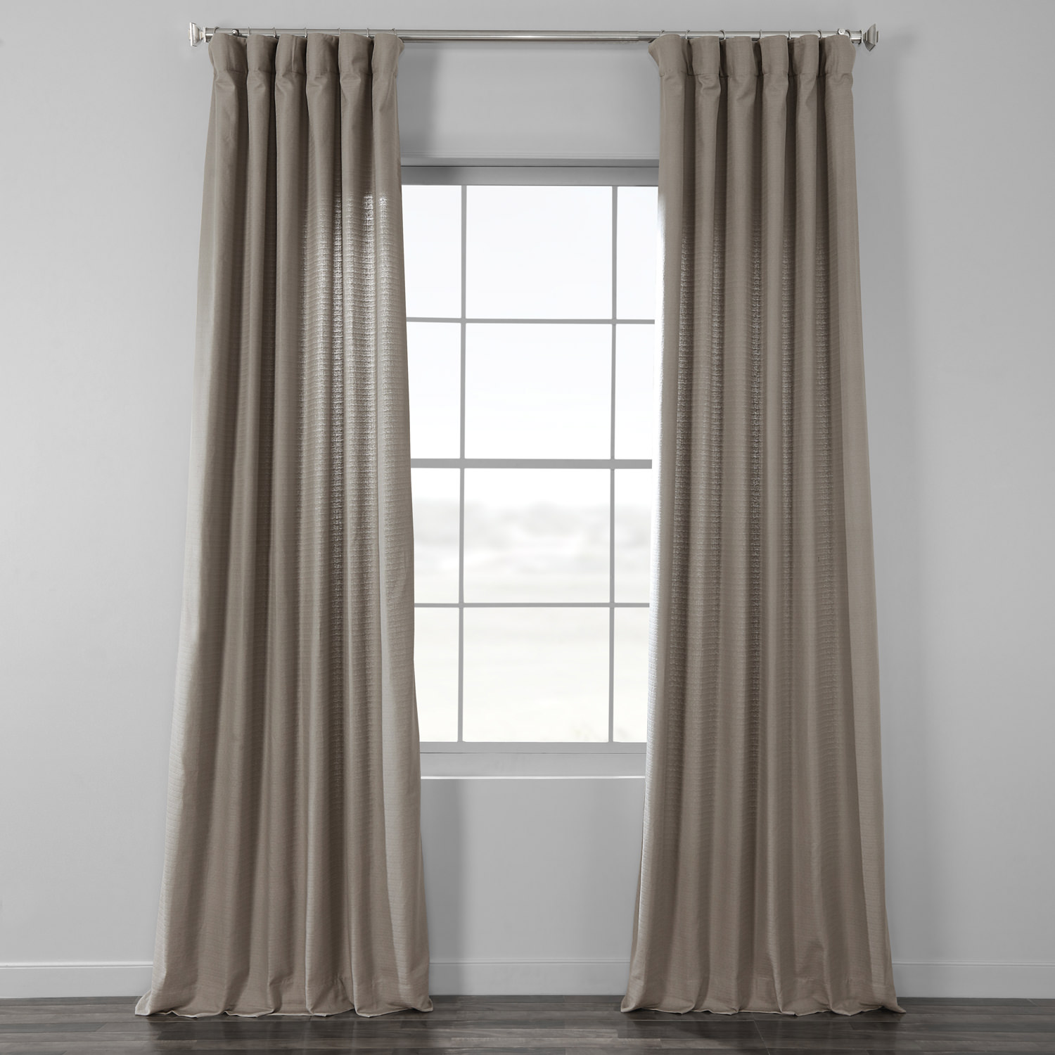 Taupe Grey Cotton Textured BarkWeave Curtain