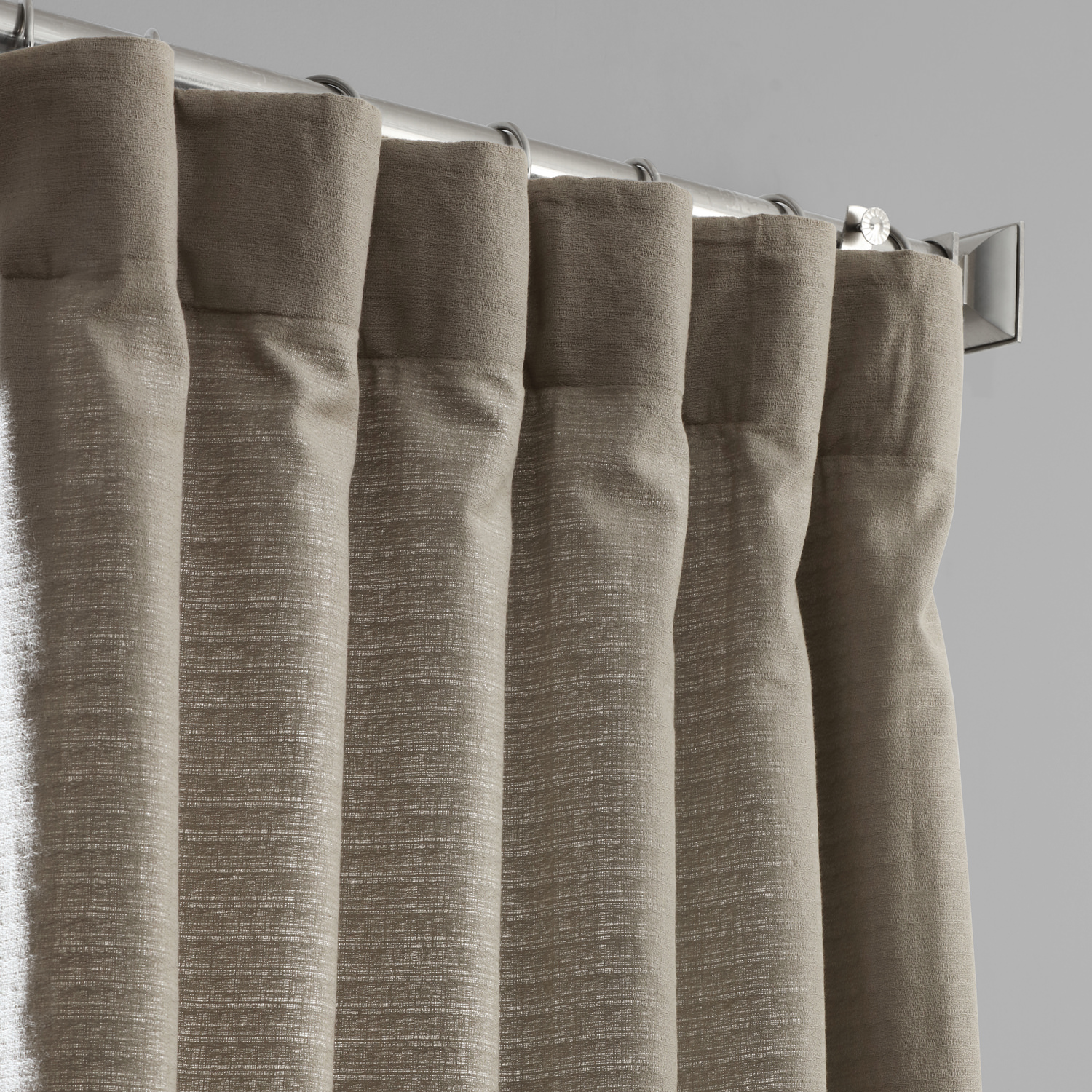 Taupe Grey Cotton Textured BarkWeave Curtain