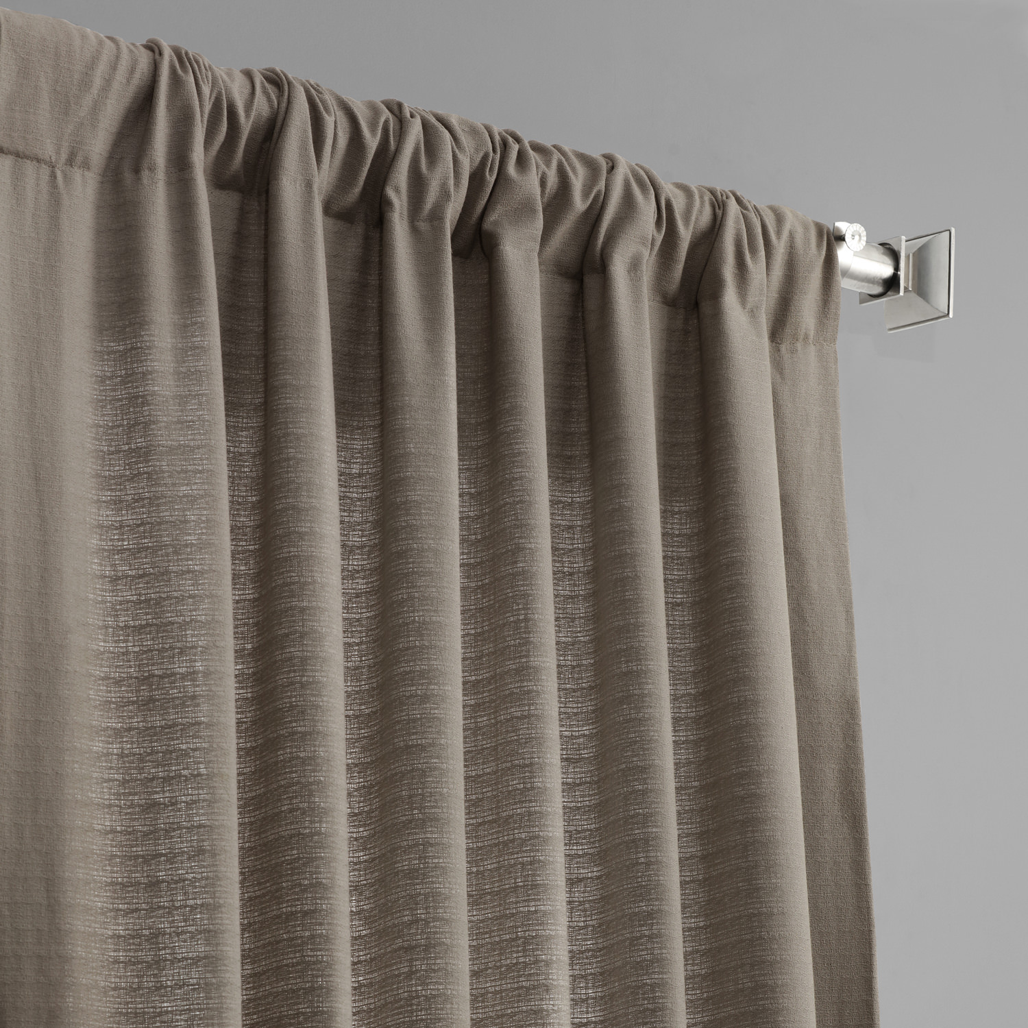 Taupe Grey Cotton Textured BarkWeave Curtain