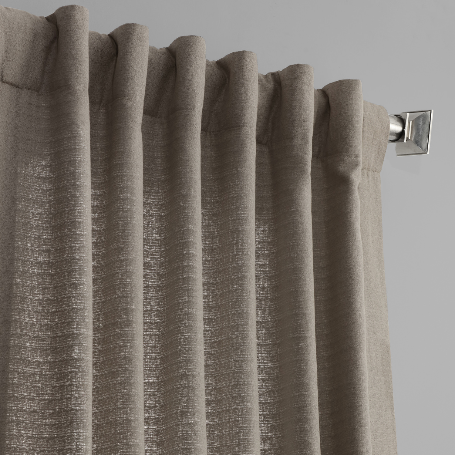 Taupe Grey Cotton Textured BarkWeave Curtain