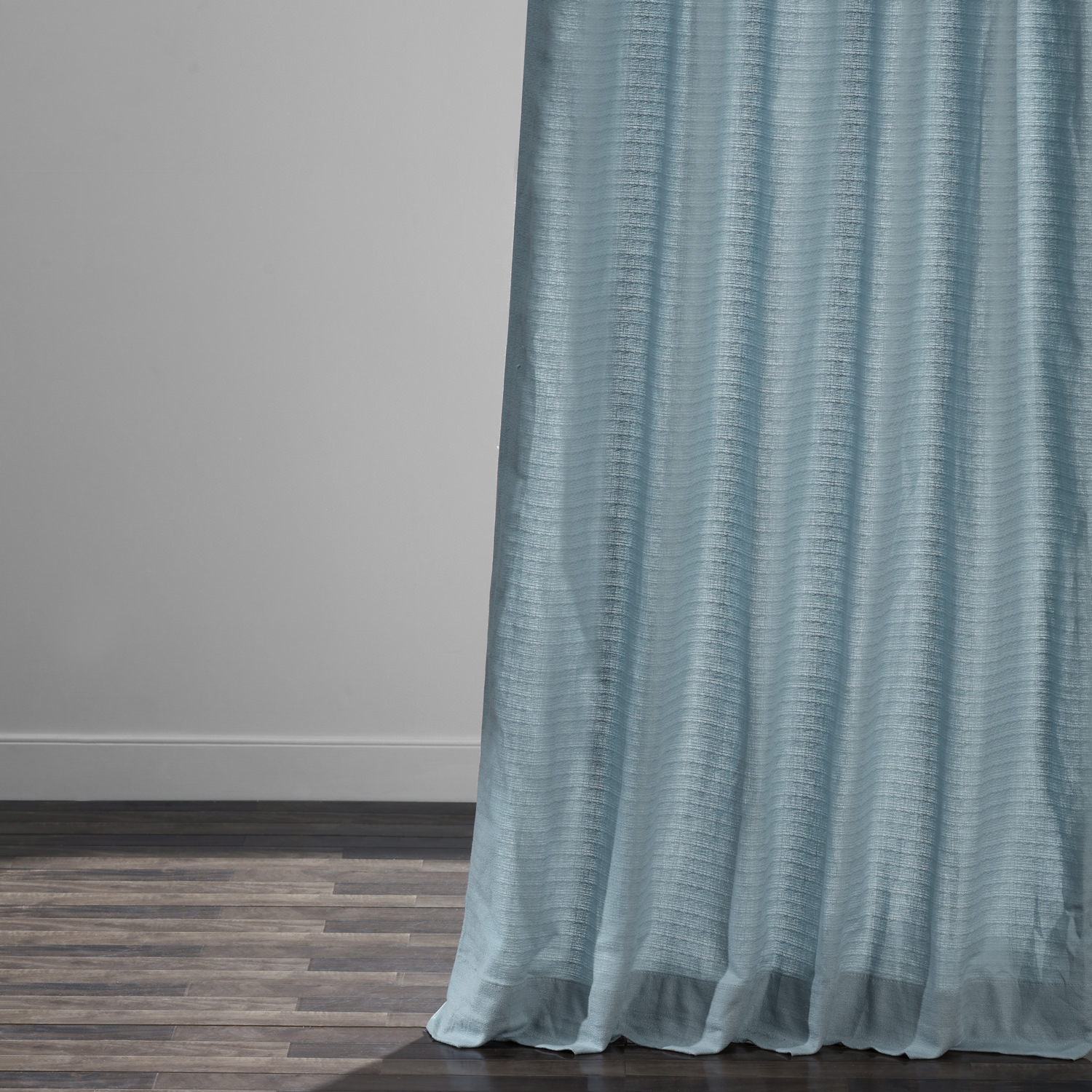 Dusky Blue Cotton Textured BarkWeave Grommet Curtain