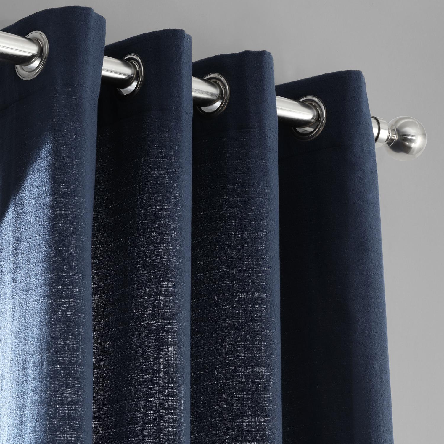 Elegant Navy Cotton Textured BarkWeave Grommet Curtain