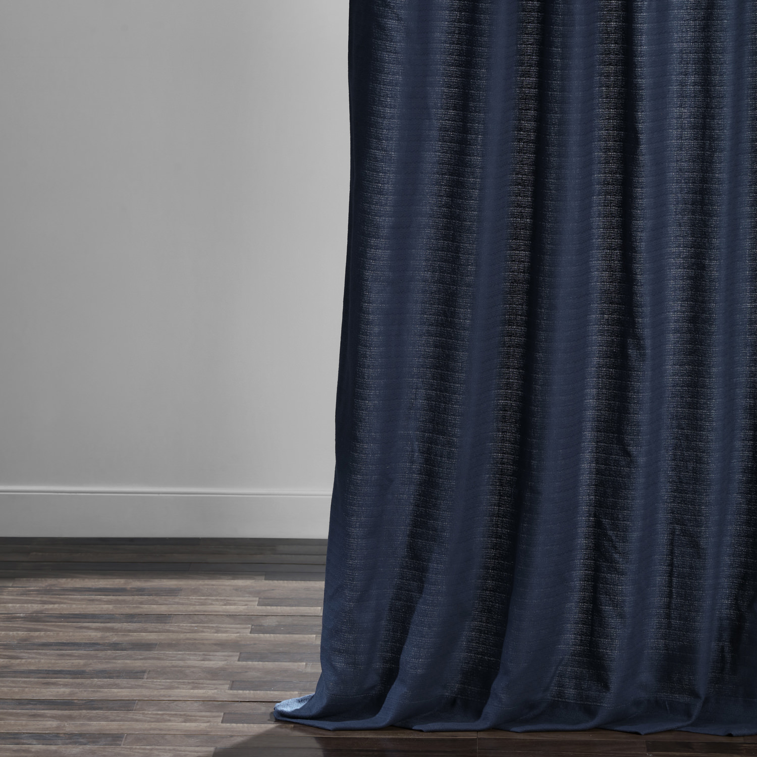 Elegant Navy Cotton Textured BarkWeave Grommet Curtain