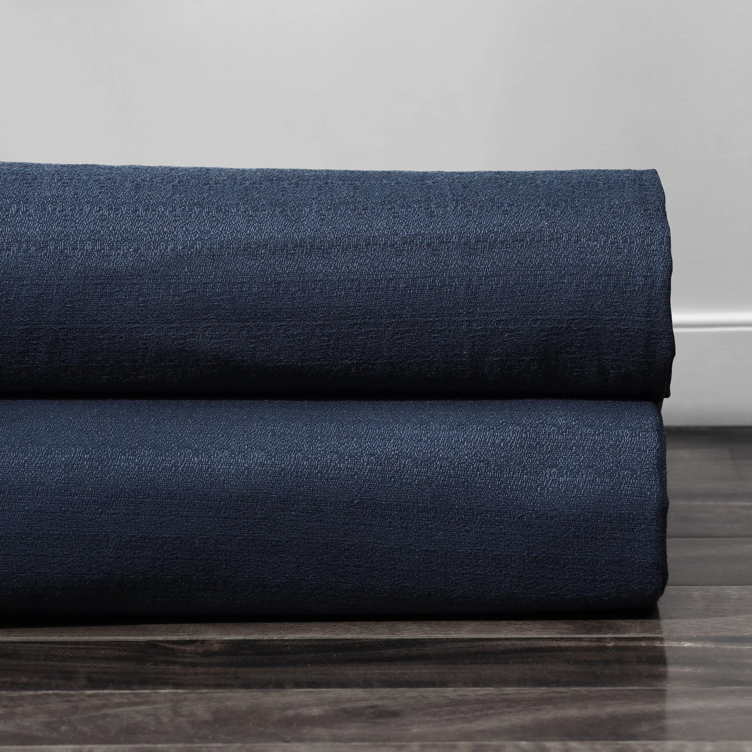 Elegant Navy Cotton Textured BarkWeave Grommet Curtain