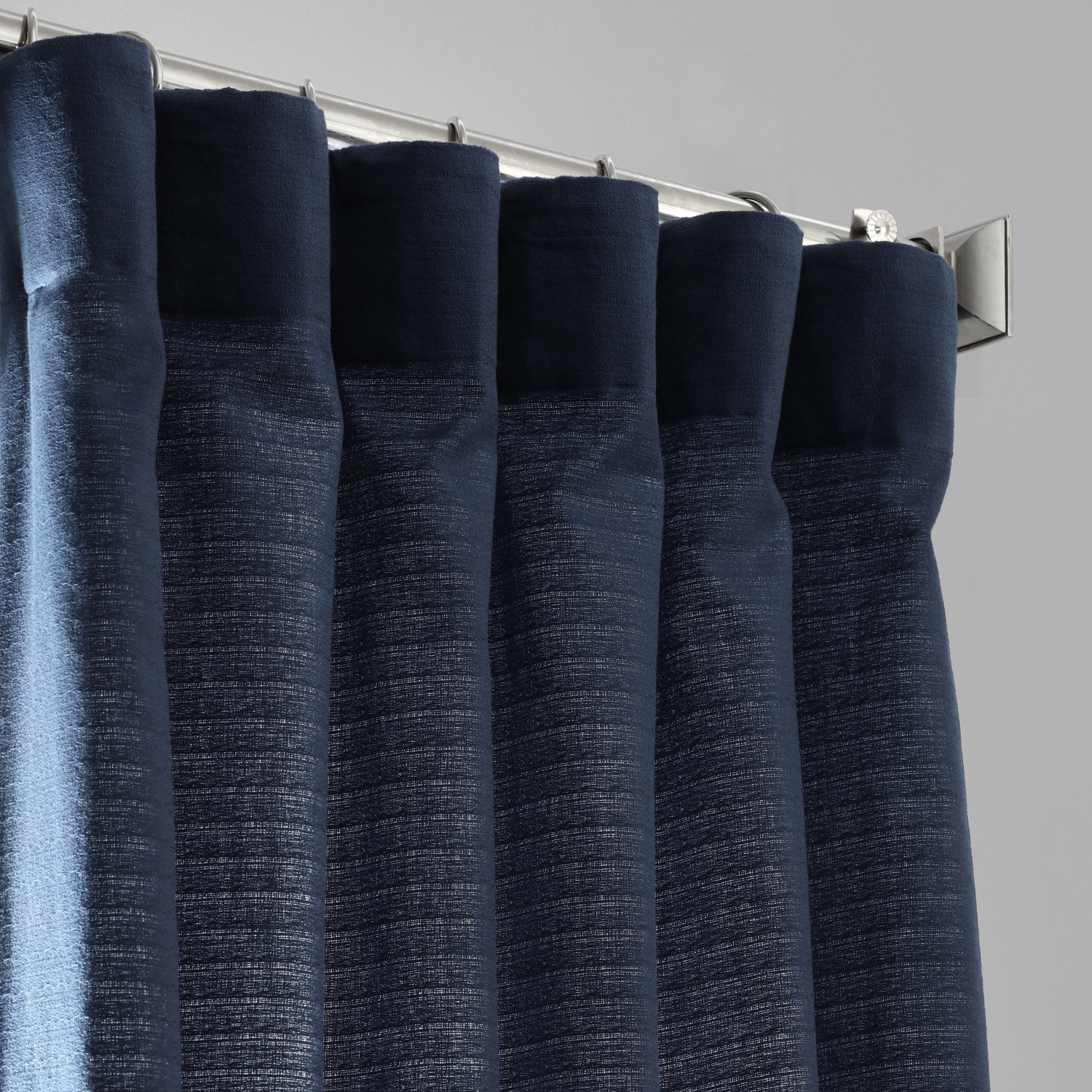 Elegant Navy Cotton Textured BarkWeave Curtain