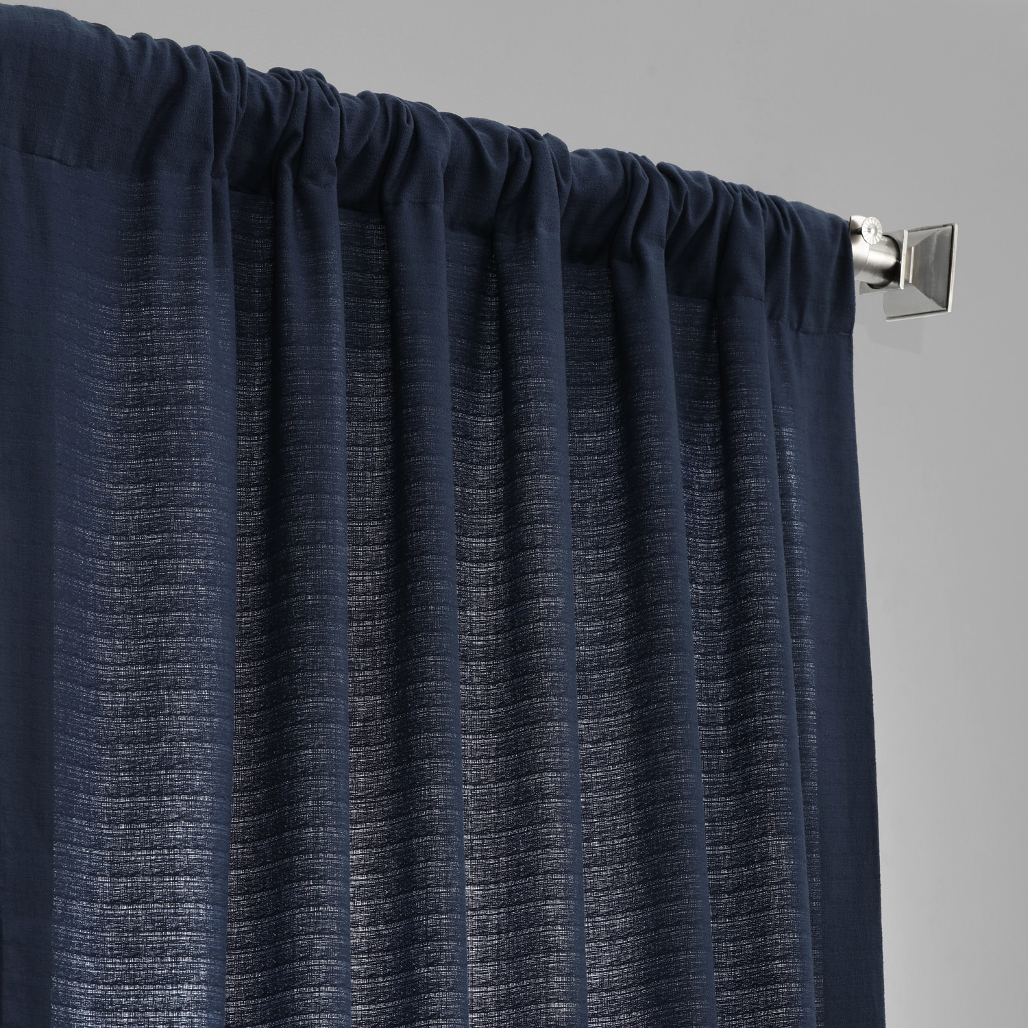 Elegant Navy Cotton Textured BarkWeave Curtain