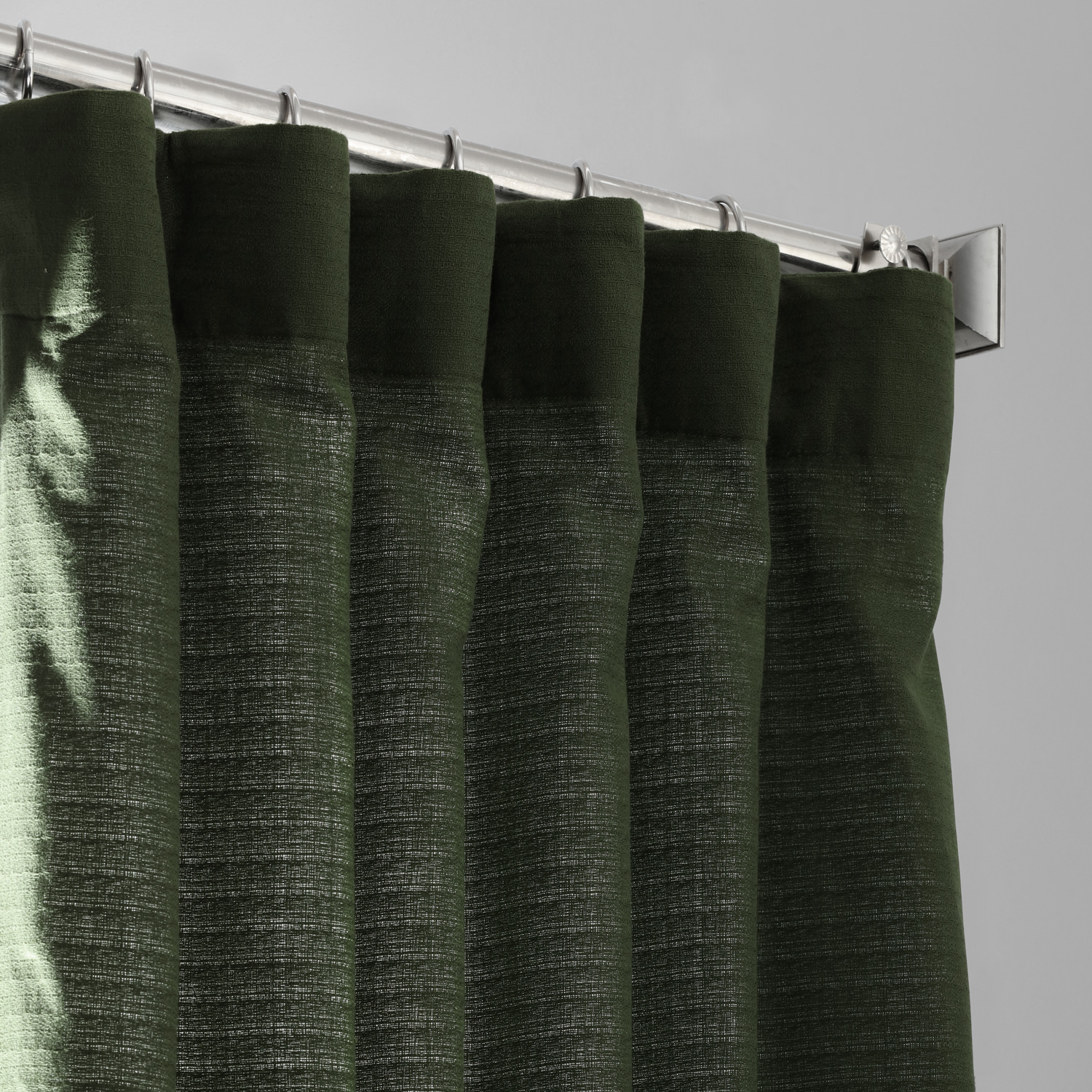 French Green Cotton Textured BarkWeave Curtain