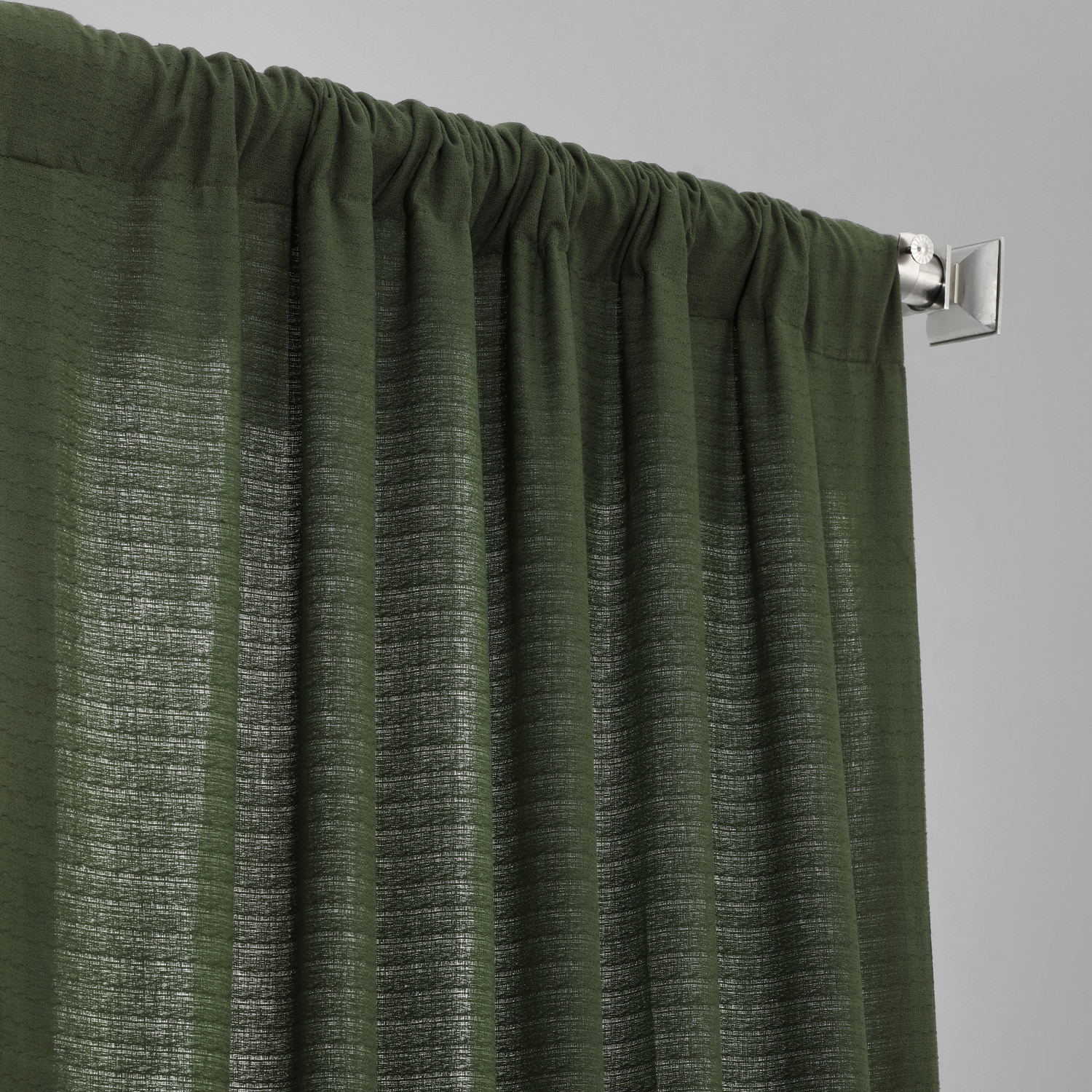 French Green Cotton Textured BarkWeave Curtain