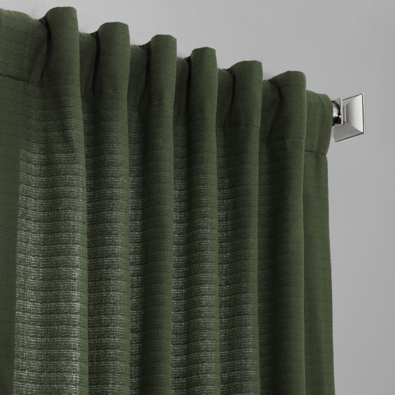 French Green Cotton Textured BarkWeave Curtain