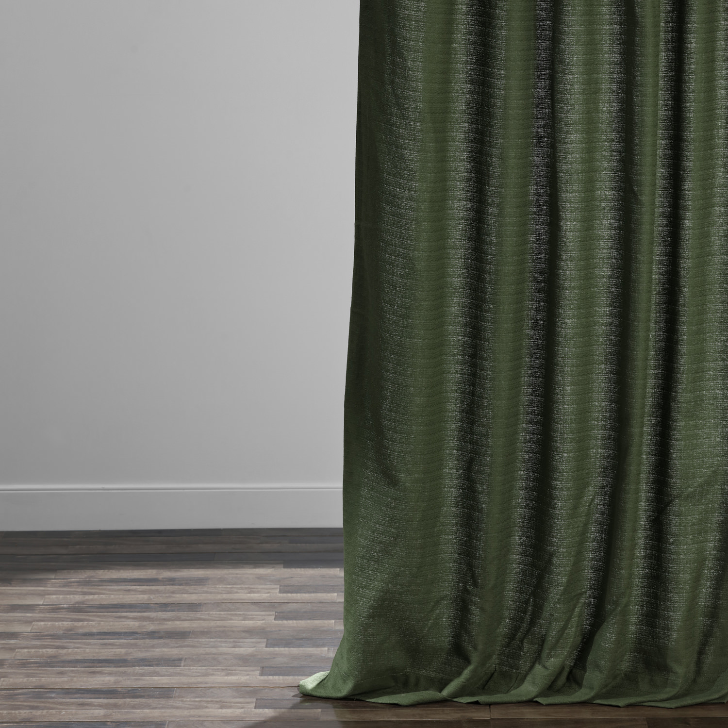 French Green Cotton Textured BarkWeave Curtain