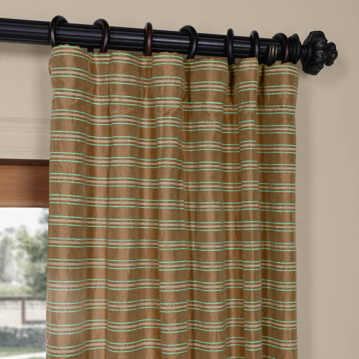 Mocha & Teal Casual Cotton Curtain