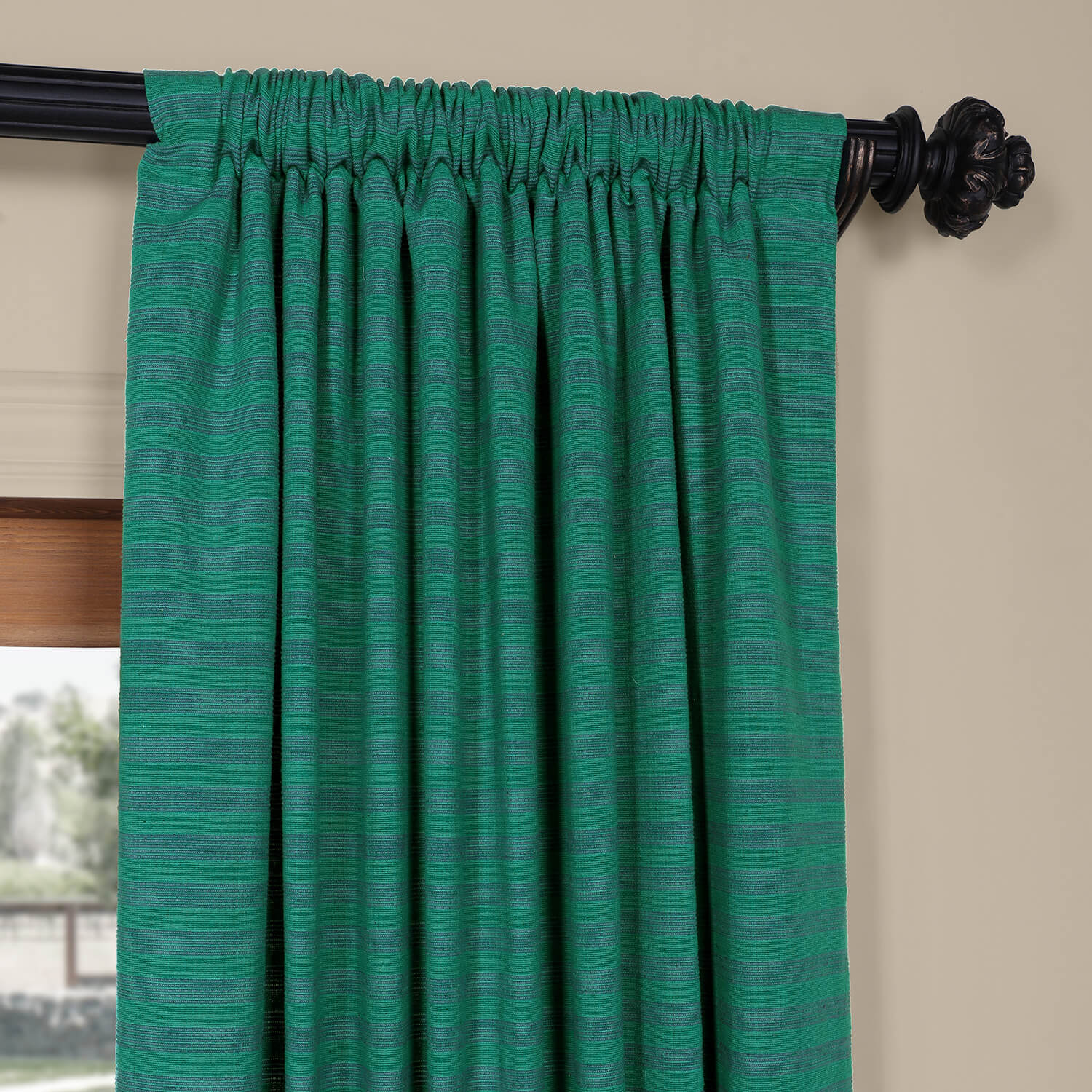 Teal Hand Weaved Cotton Curtain