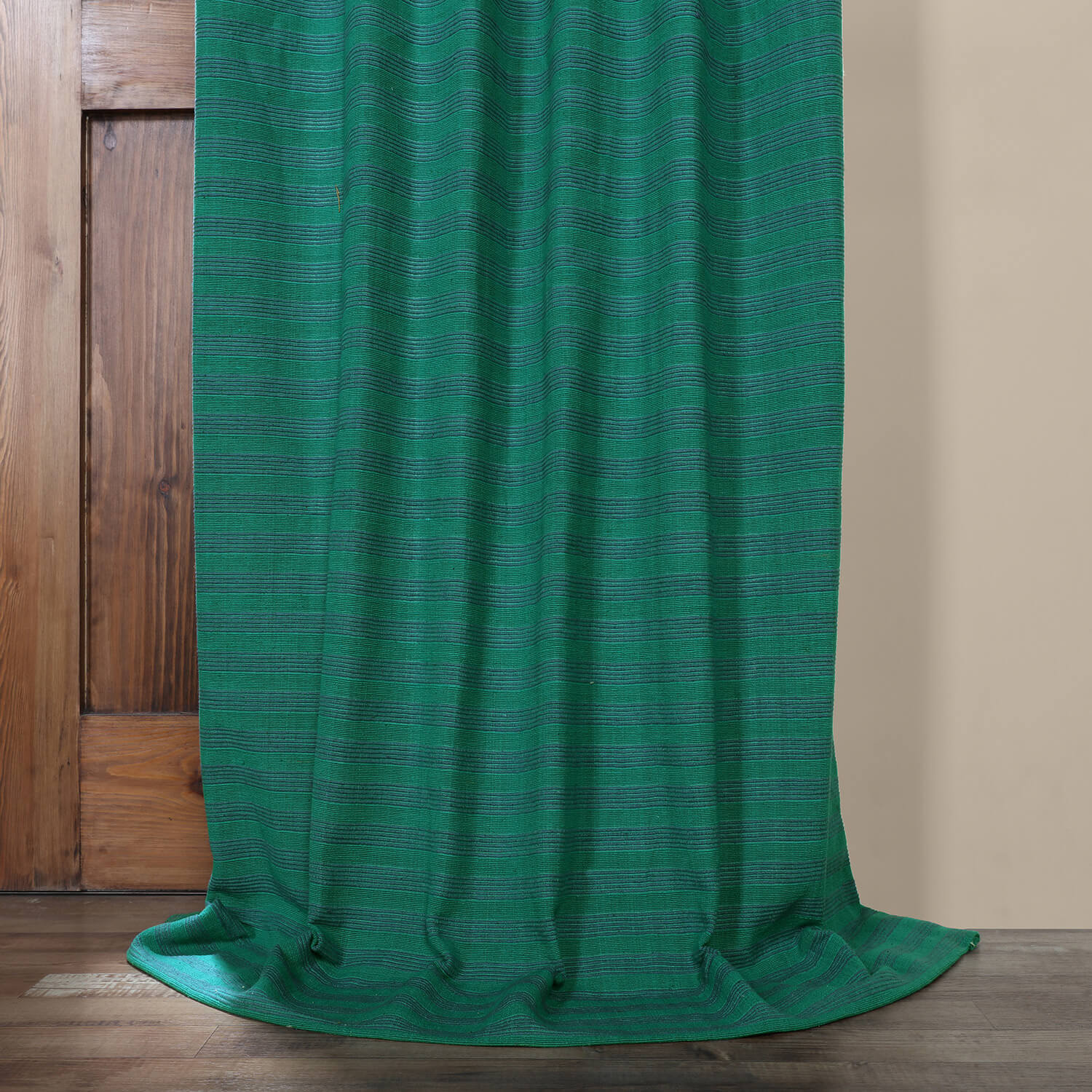 Teal Hand Weaved Cotton Curtain