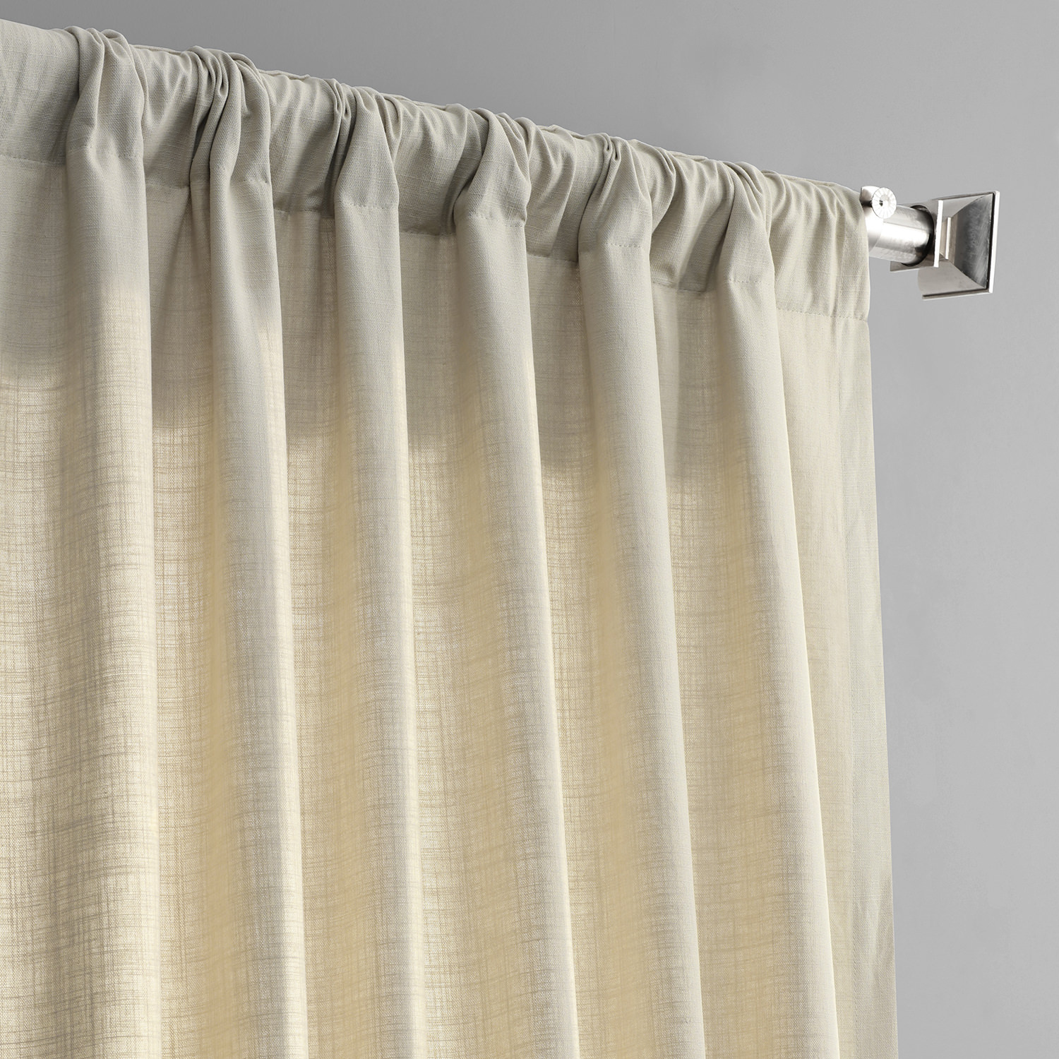 Light Beige Cotton Textural LinenWeave Curtain