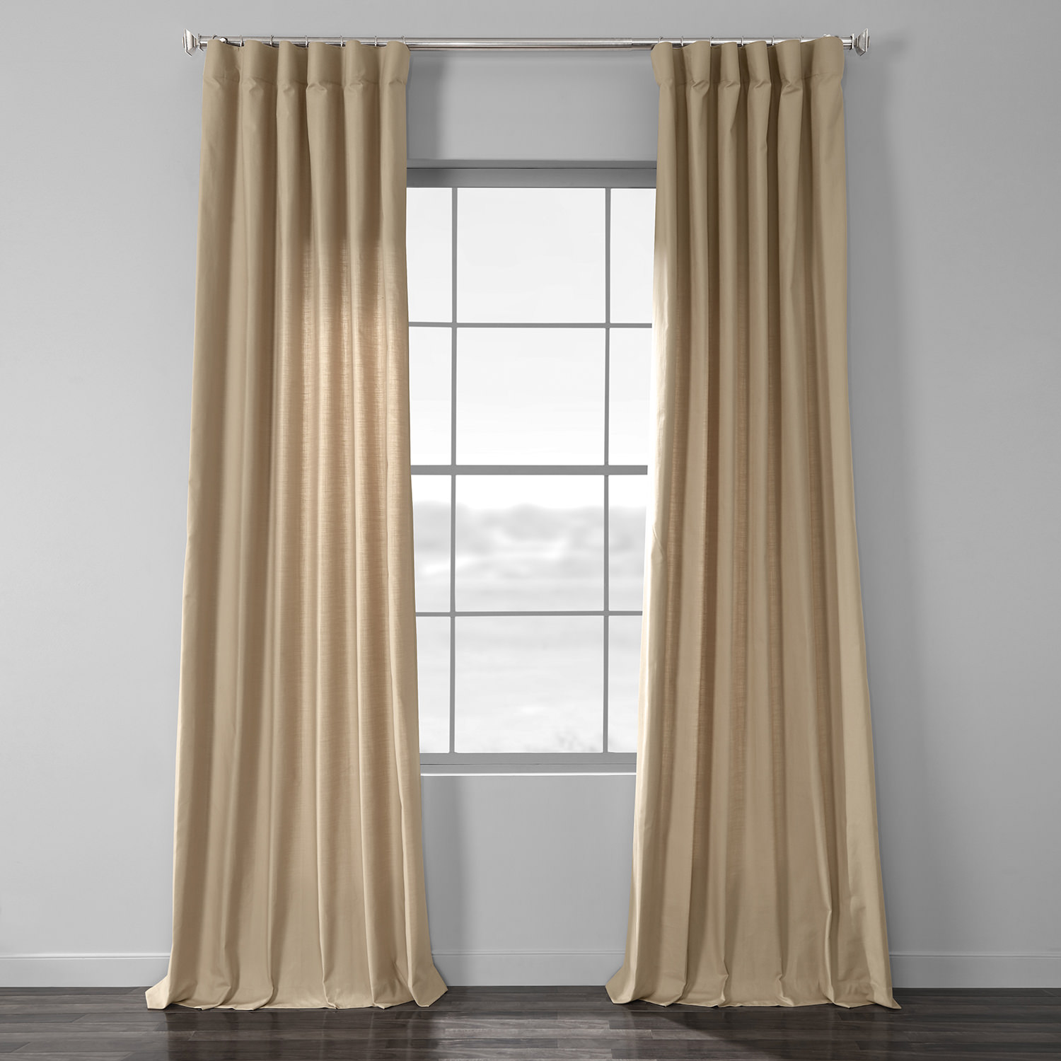 Camel Tan Cotton Textural LinenWeave Curtain