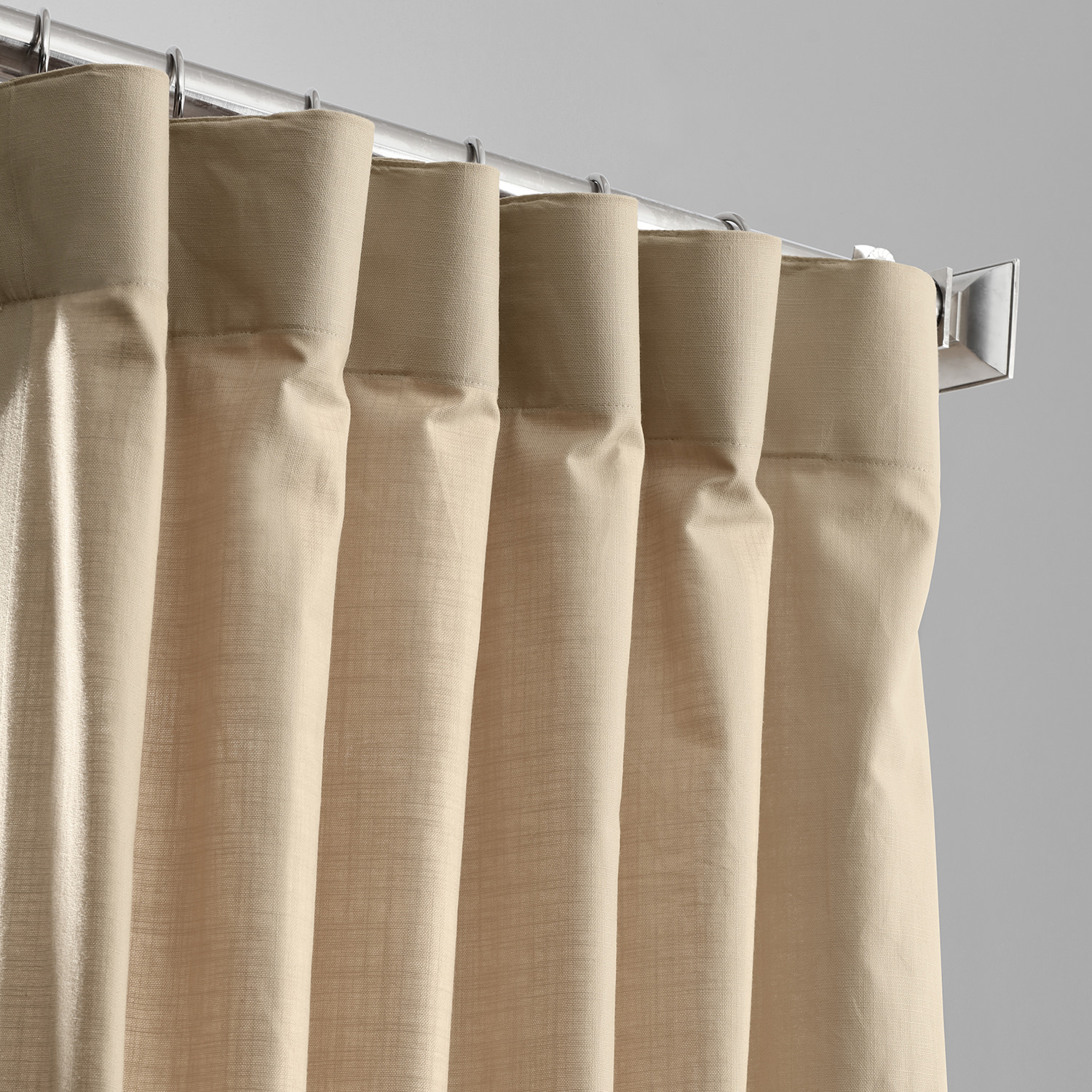 Camel Tan Cotton Textural LinenWeave Curtain