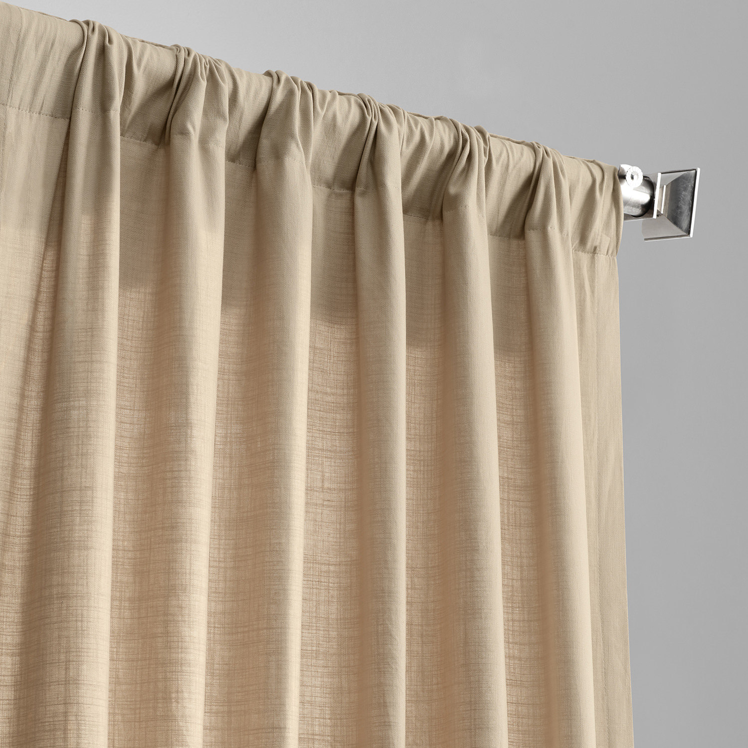 Camel Tan Cotton Textural LinenWeave Curtain