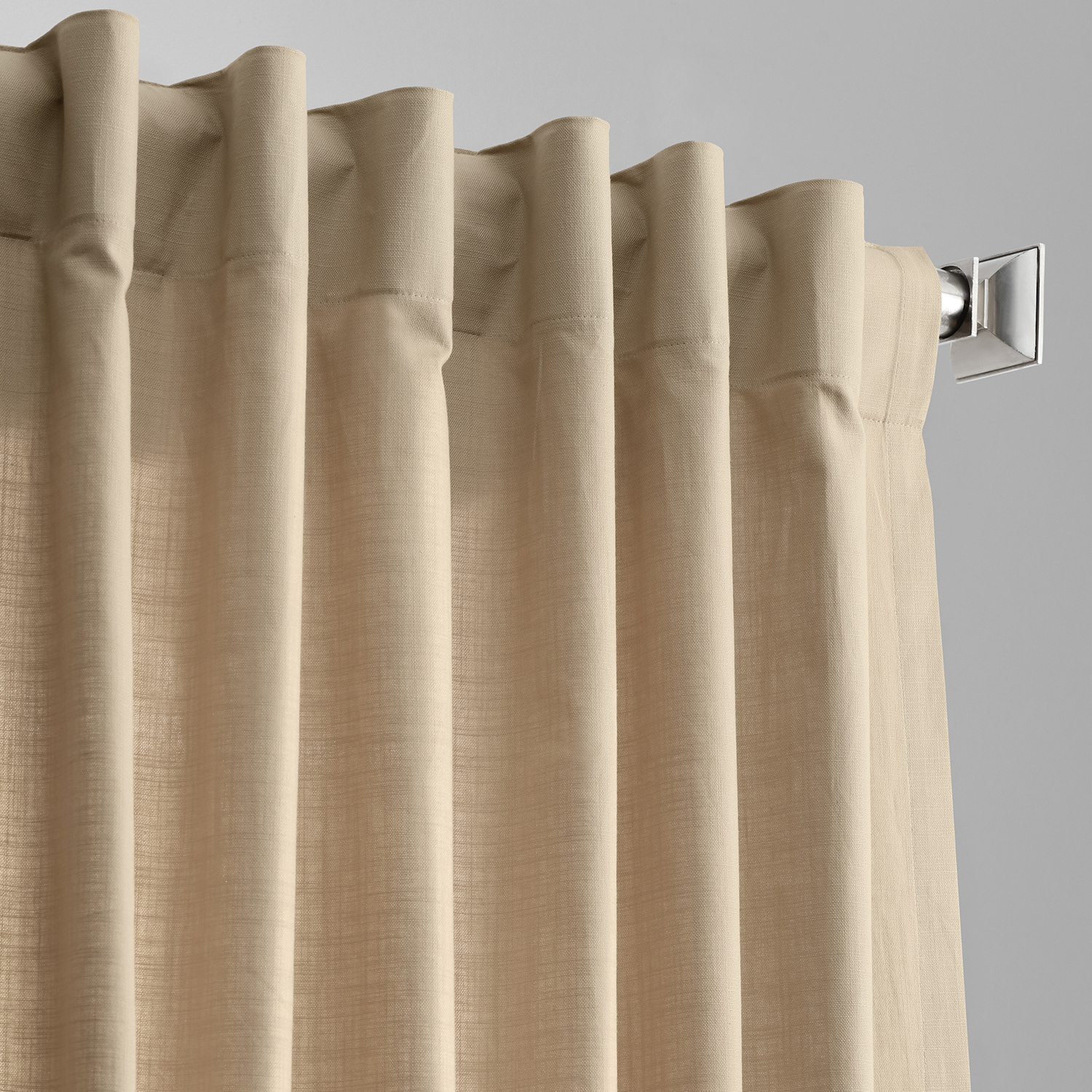 Camel Tan Cotton Textural LinenWeave Curtain