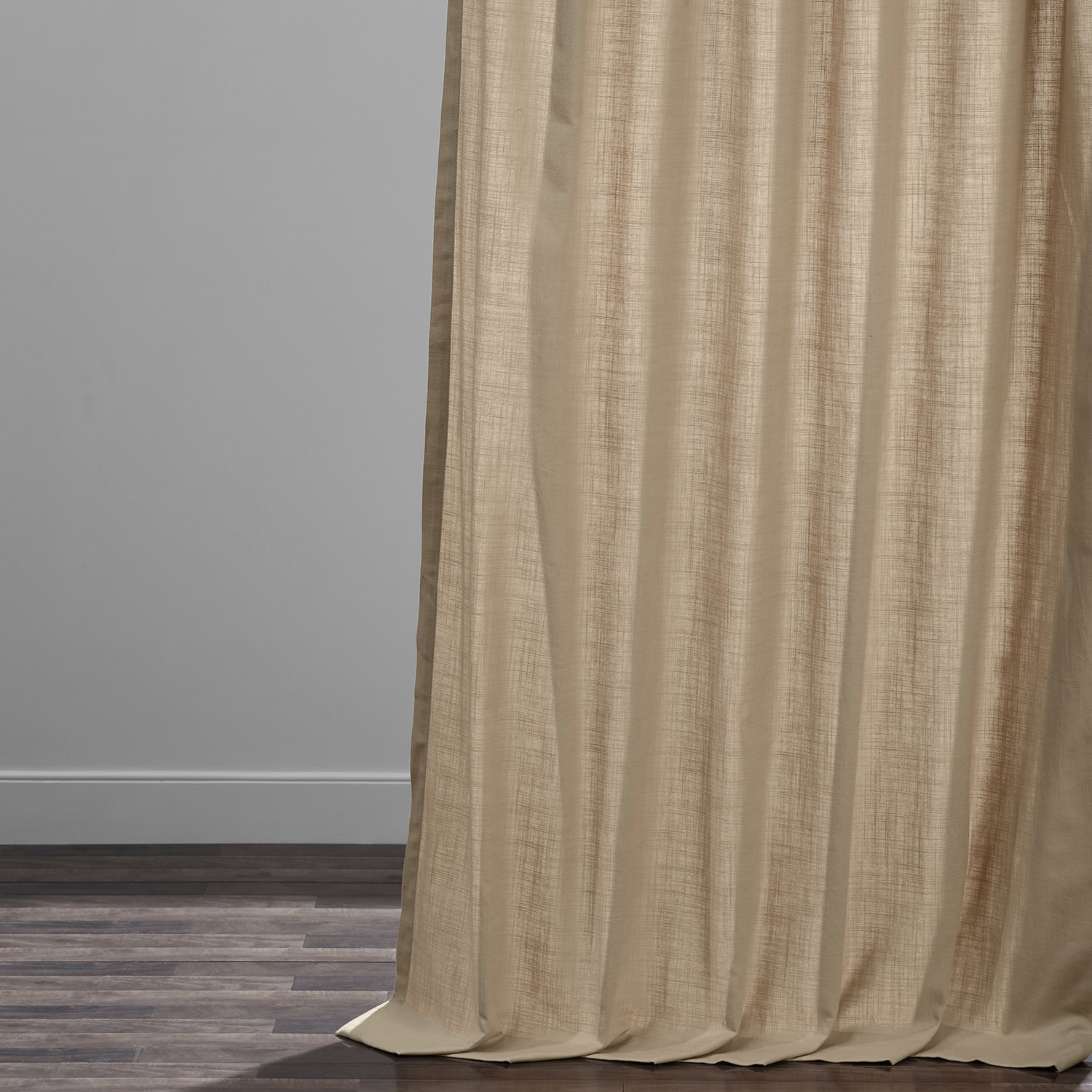 Camel Tan Cotton Textural LinenWeave Curtain