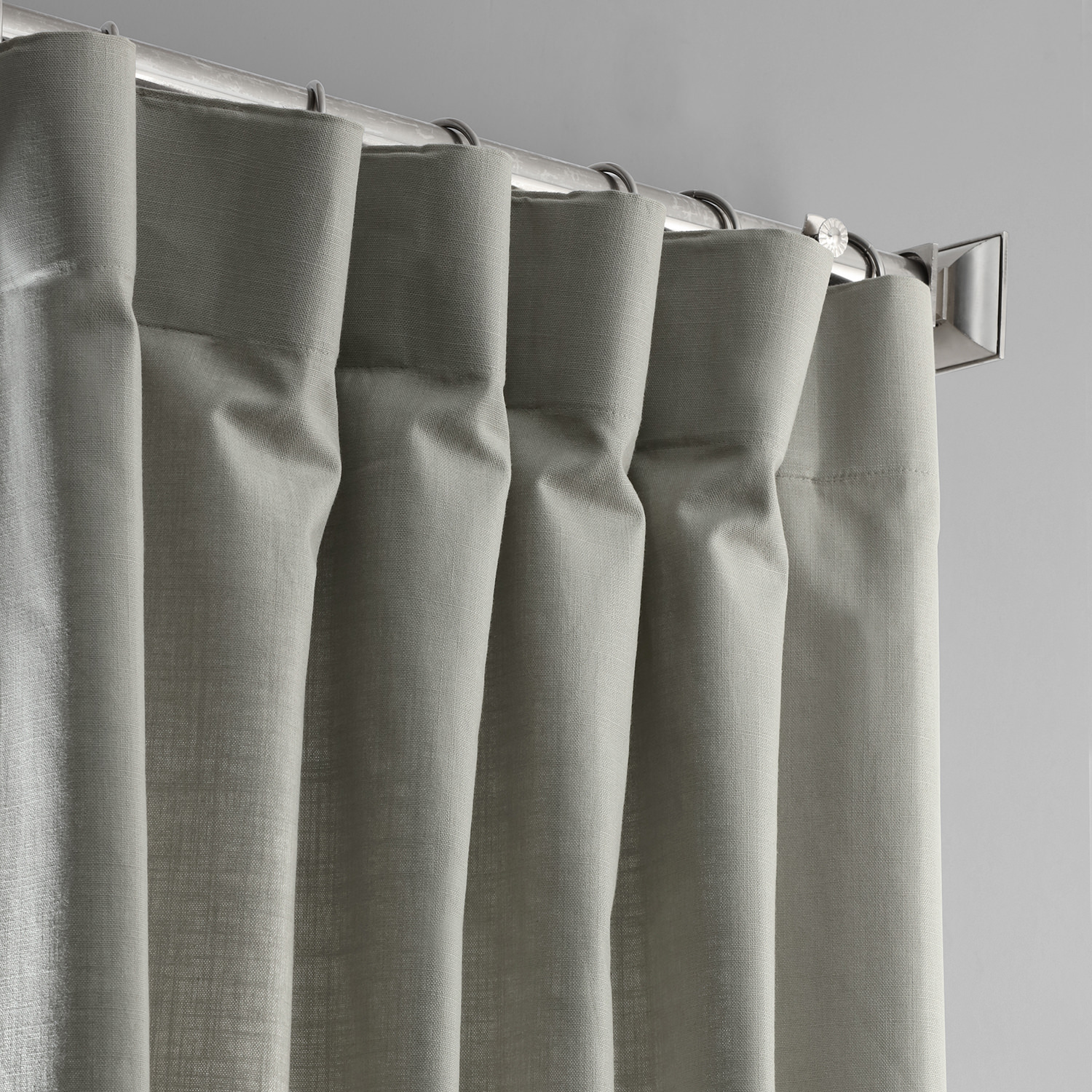 Mist Grey Cotton Textural LinenWeave Curtain