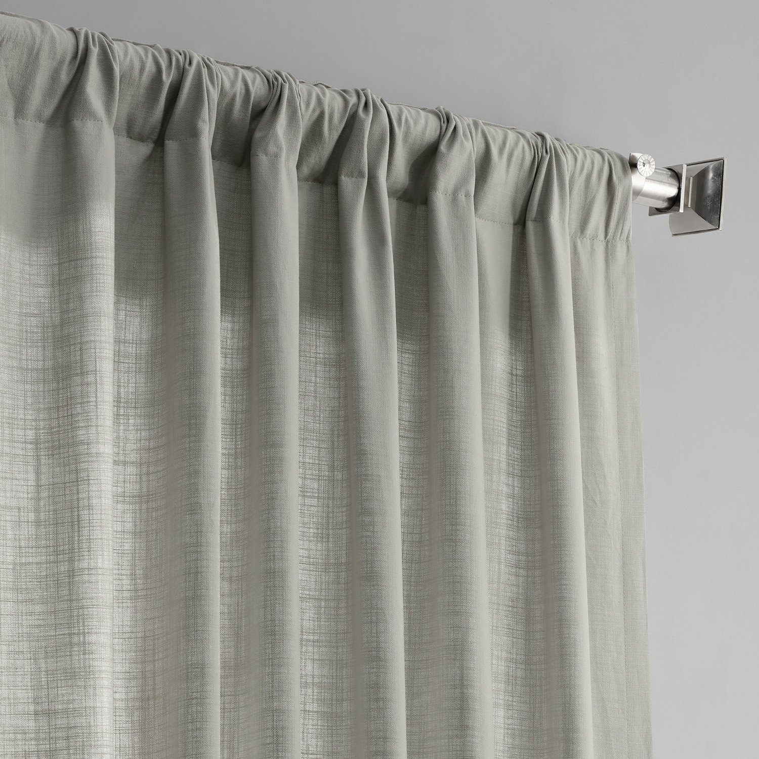 Mist Grey Cotton Textural LinenWeave Curtain