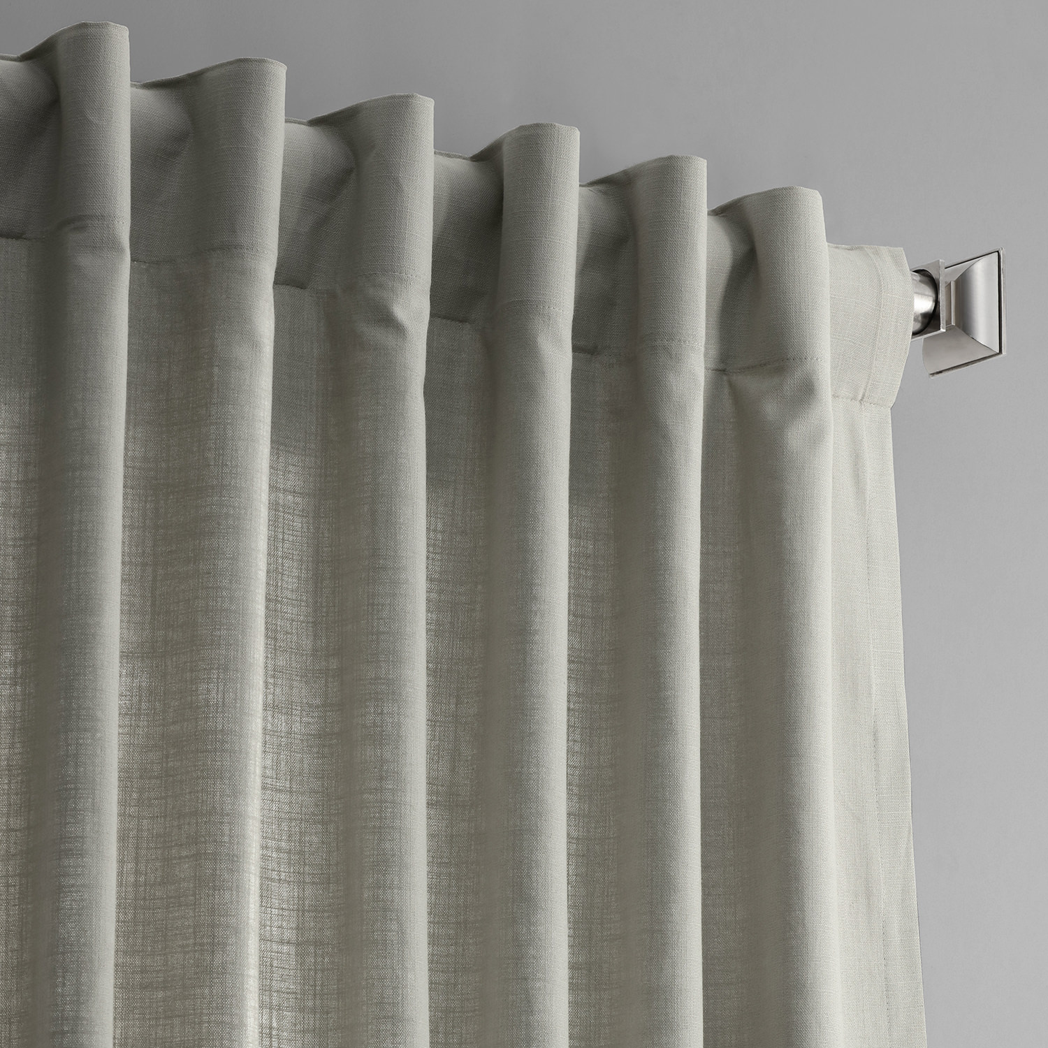 Mist Grey Cotton Textural LinenWeave Curtain