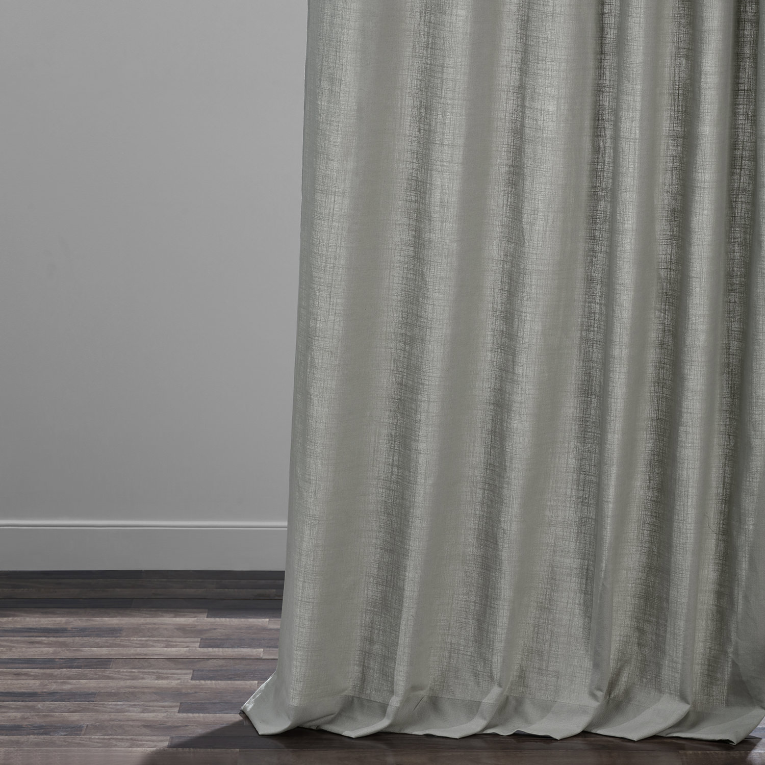 Mist Grey Cotton Textural LinenWeave Curtain