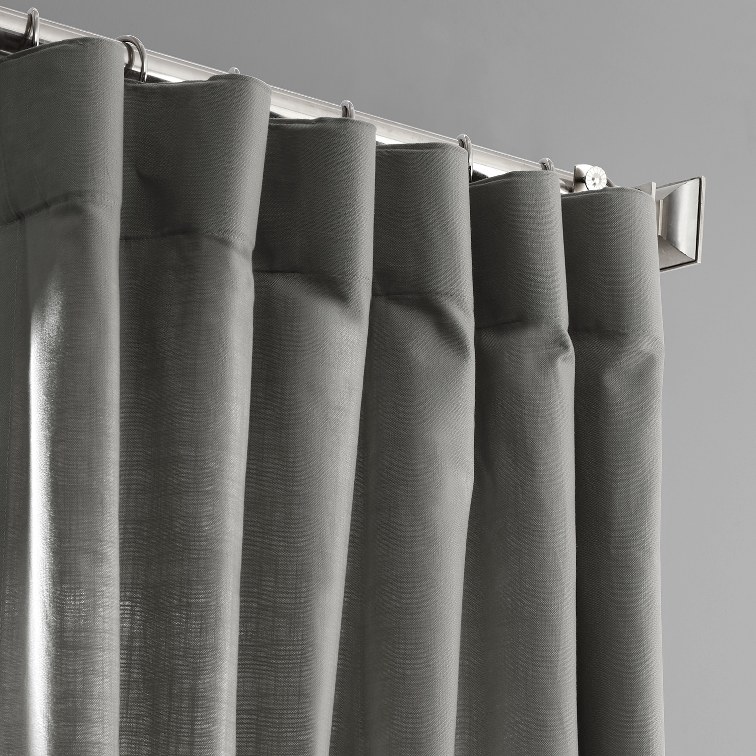 Graphite Grey Cotton Textural LinenWeave Curtain