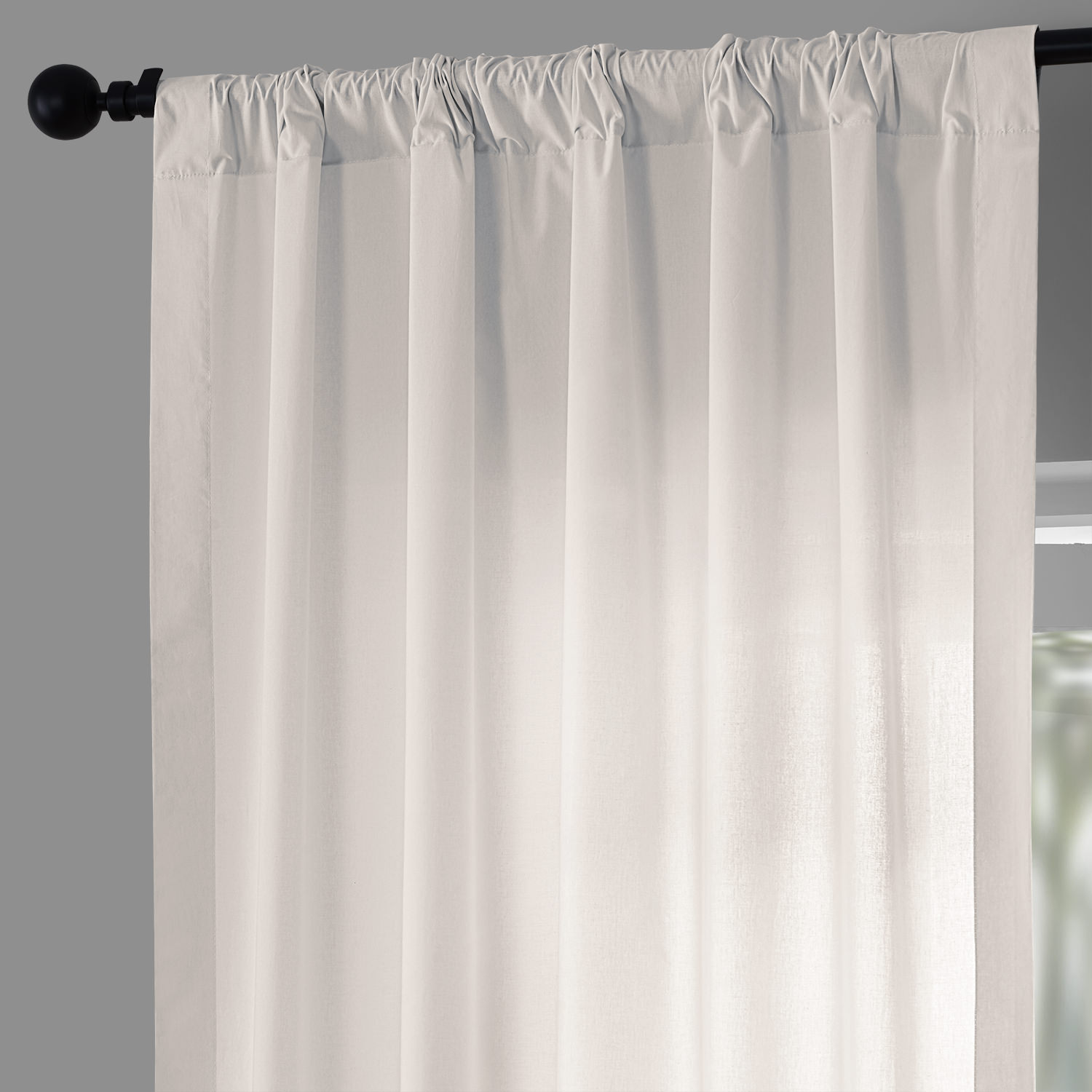 Realness White Solid Classic Cotton Semi Sheer Curtain Pair (2 Panels)