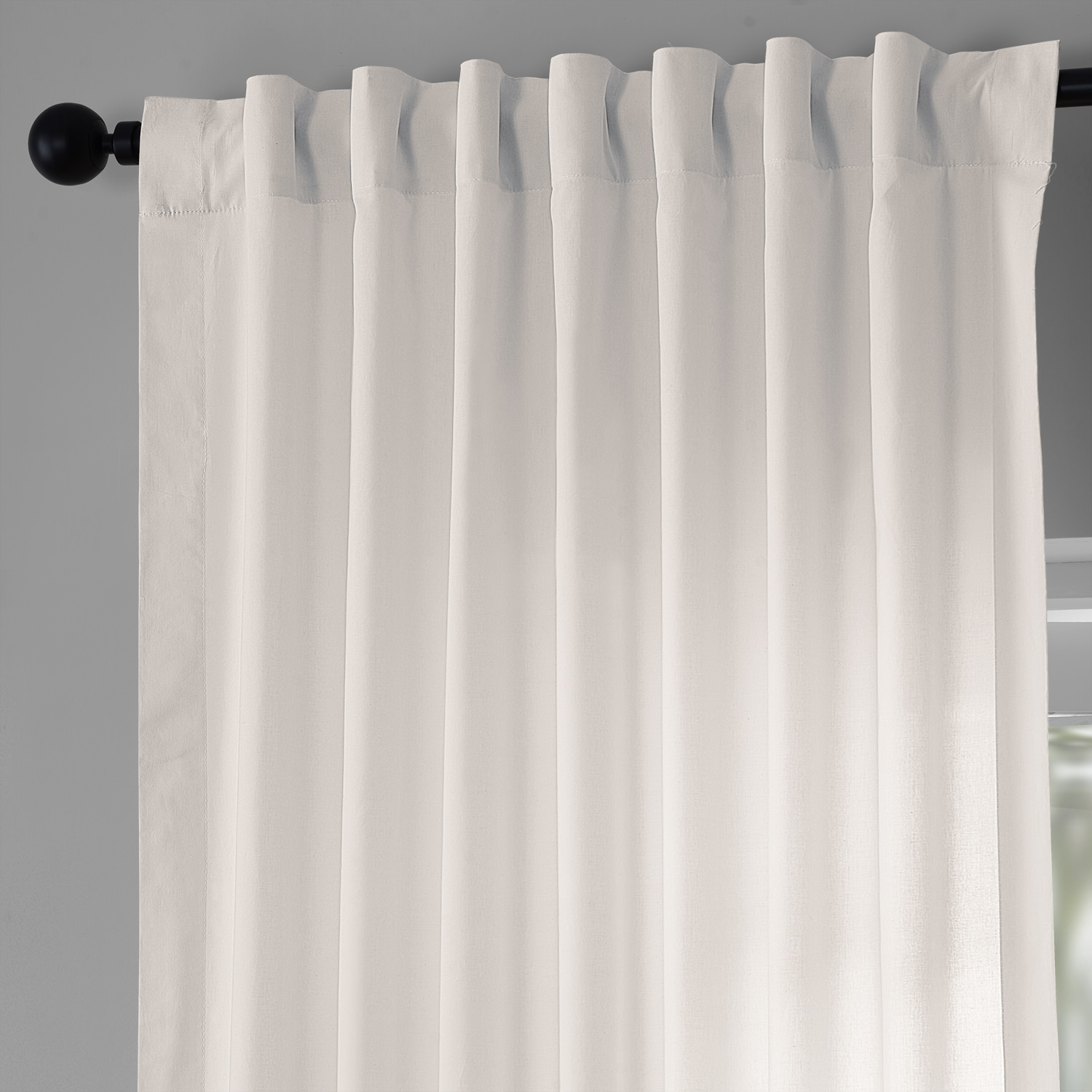 Realness White Solid Classic Cotton Semi Sheer Curtain Pair (2 Panels)