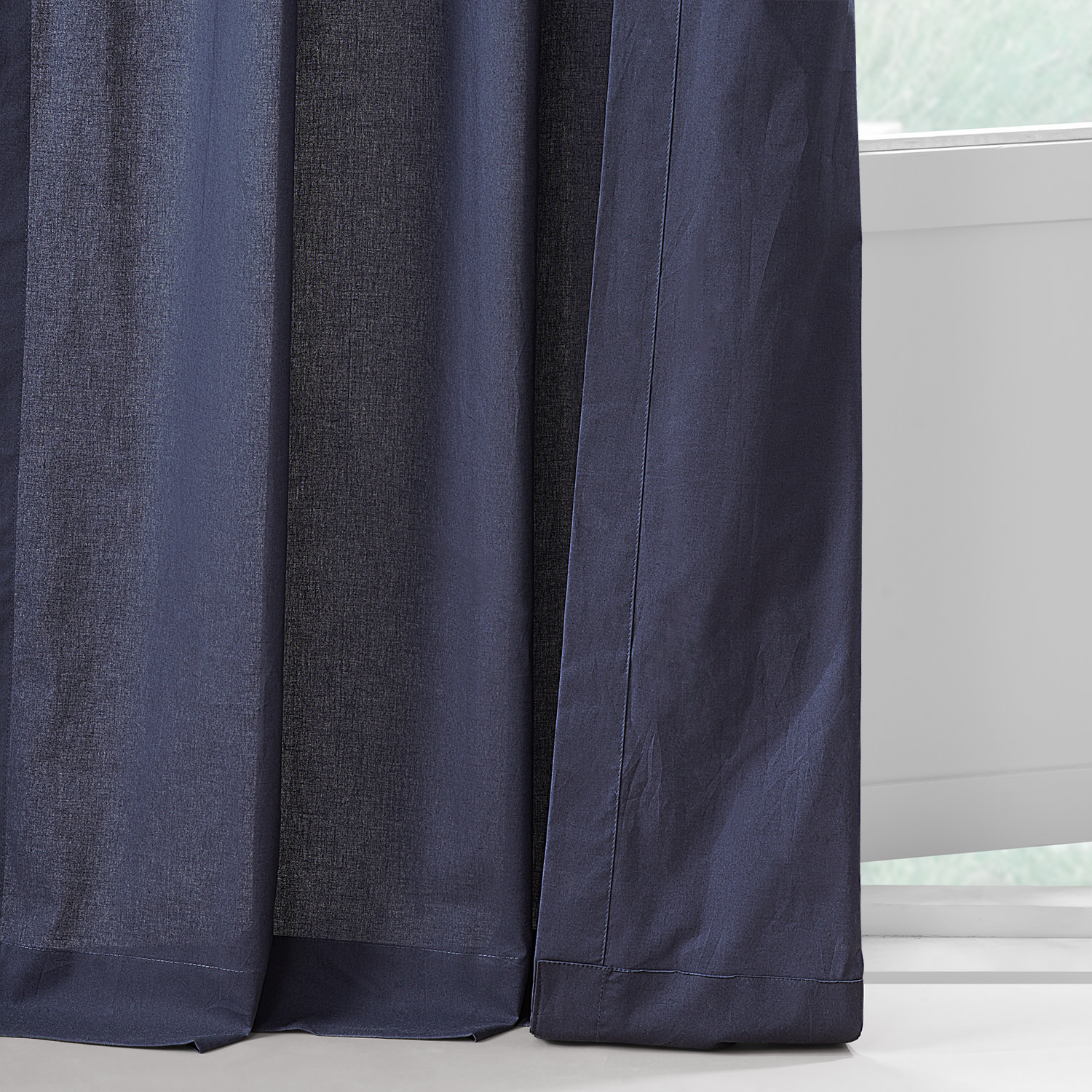 Acai Blue Solid Classic Cotton Semi Sheer Curtain Pair (2 Panels)