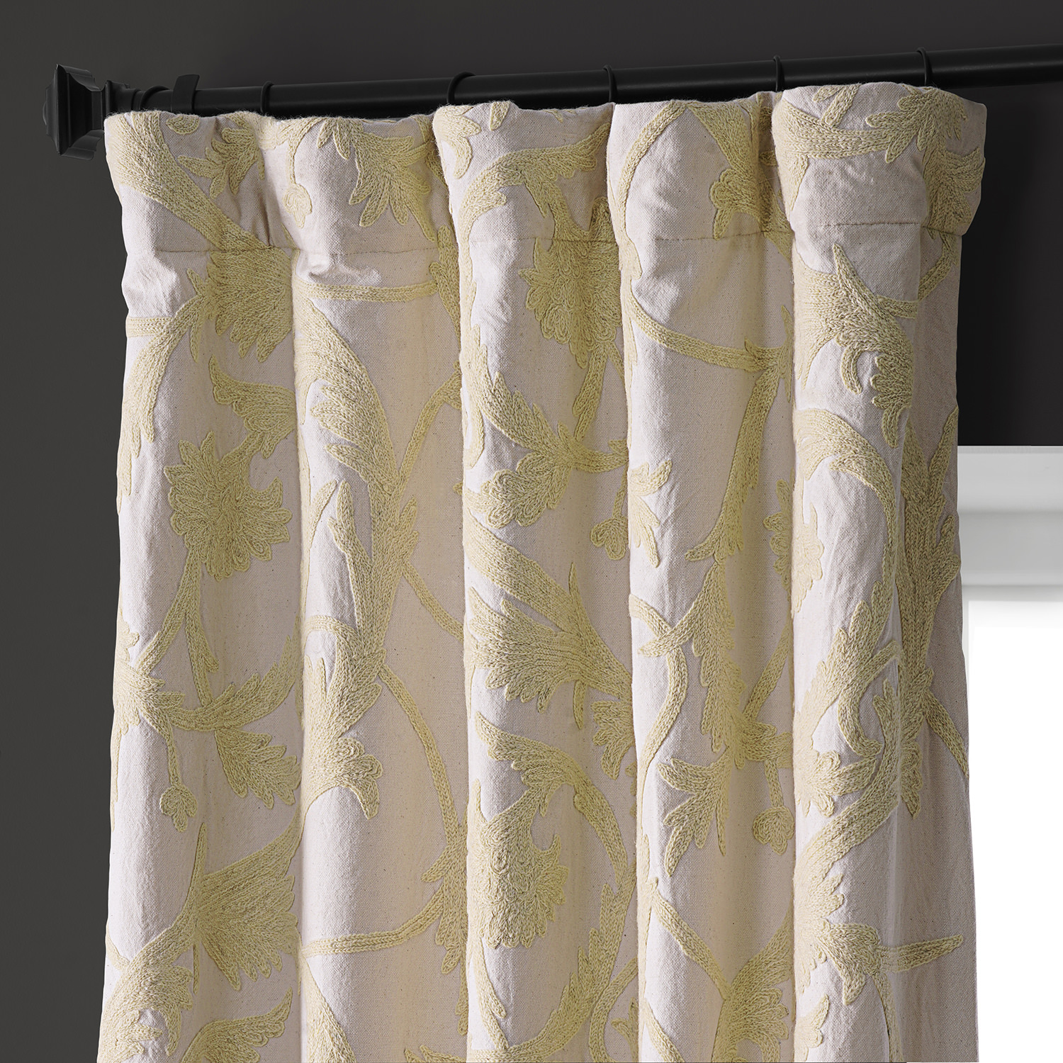 Naomi Embroidered Cotton Crewel Curtain