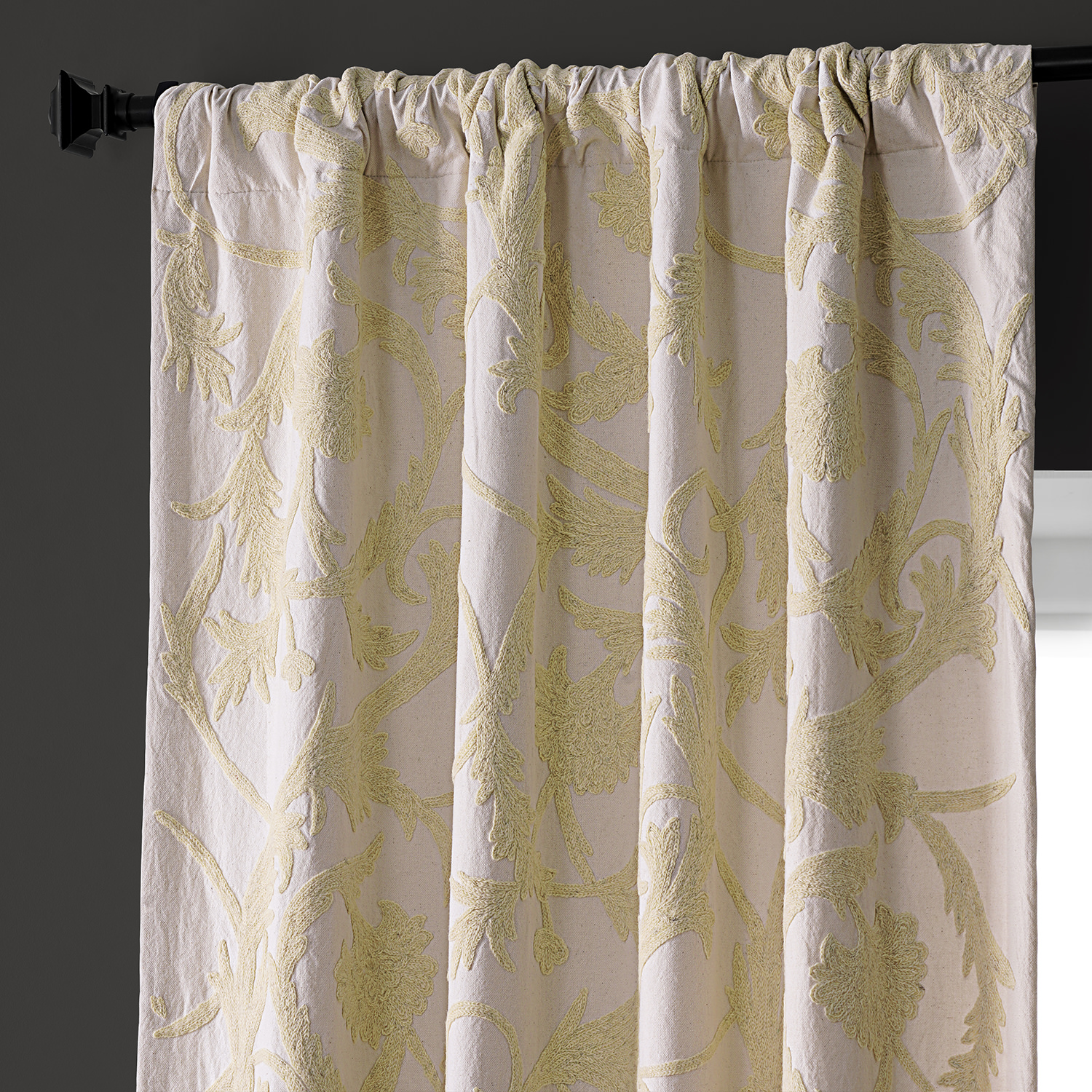 Naomi Embroidered Cotton Crewel Curtain