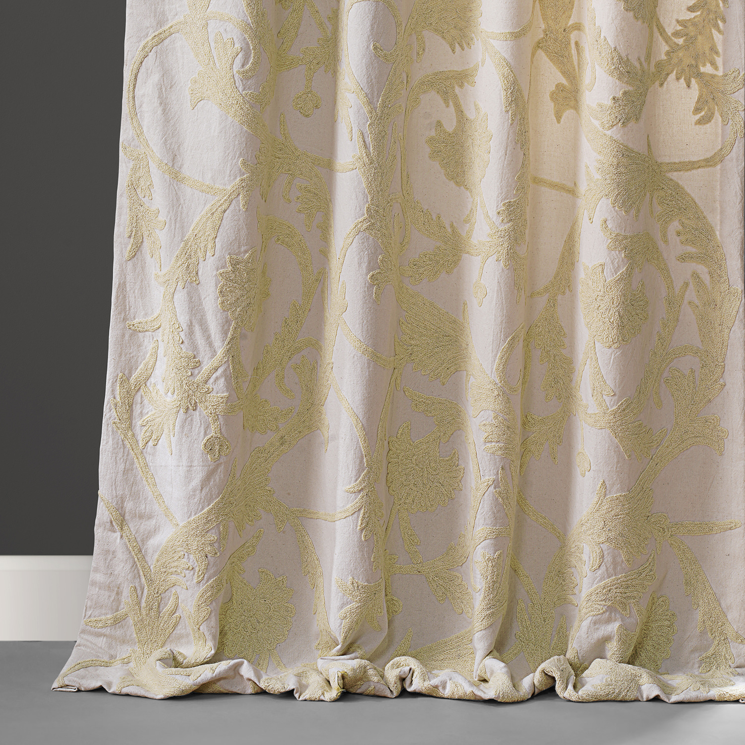 Naomi Embroidered Cotton Crewel Curtain