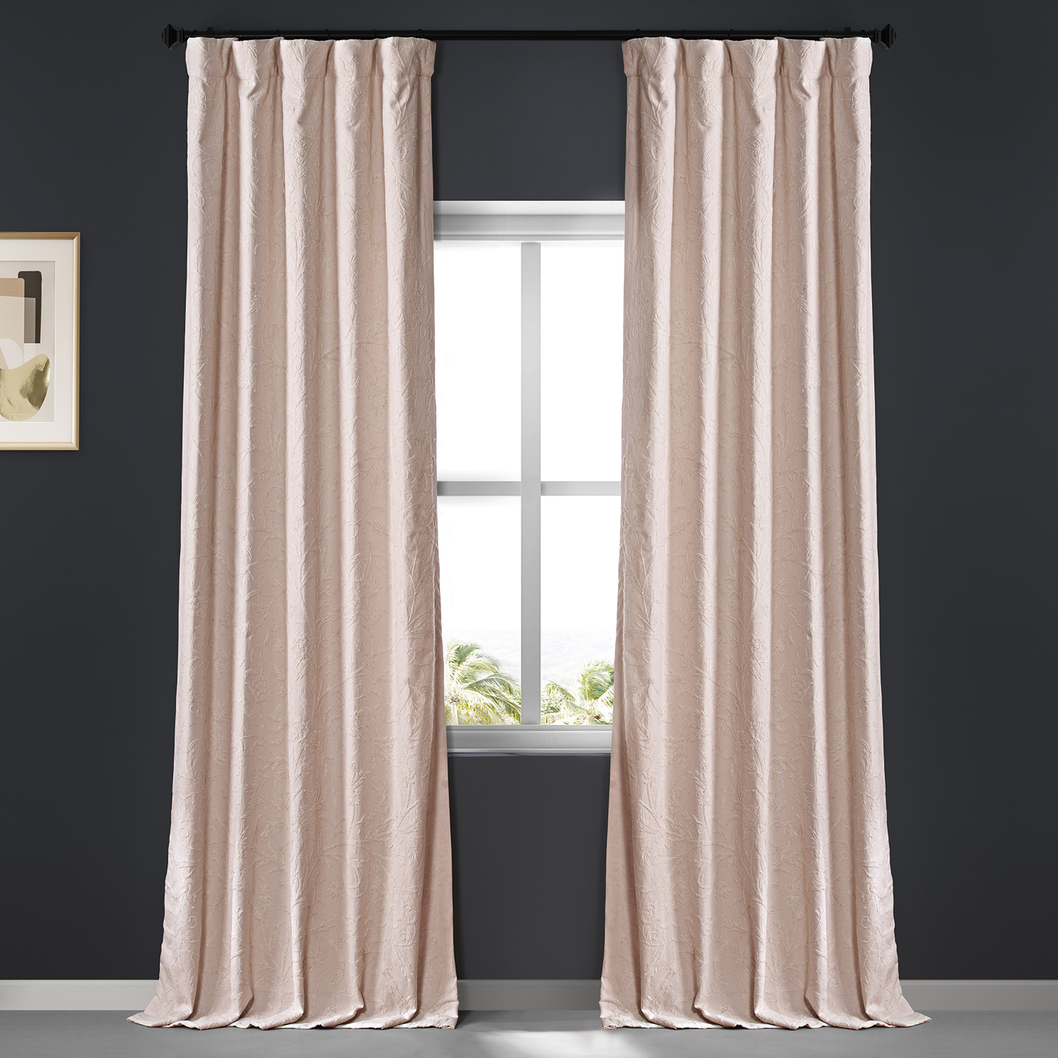 Aurora Embroidered Cotton Crewel Curtain