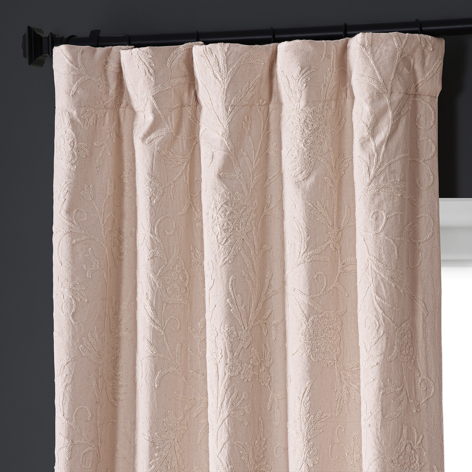 Aurora Embroidered Cotton Crewel Curtain